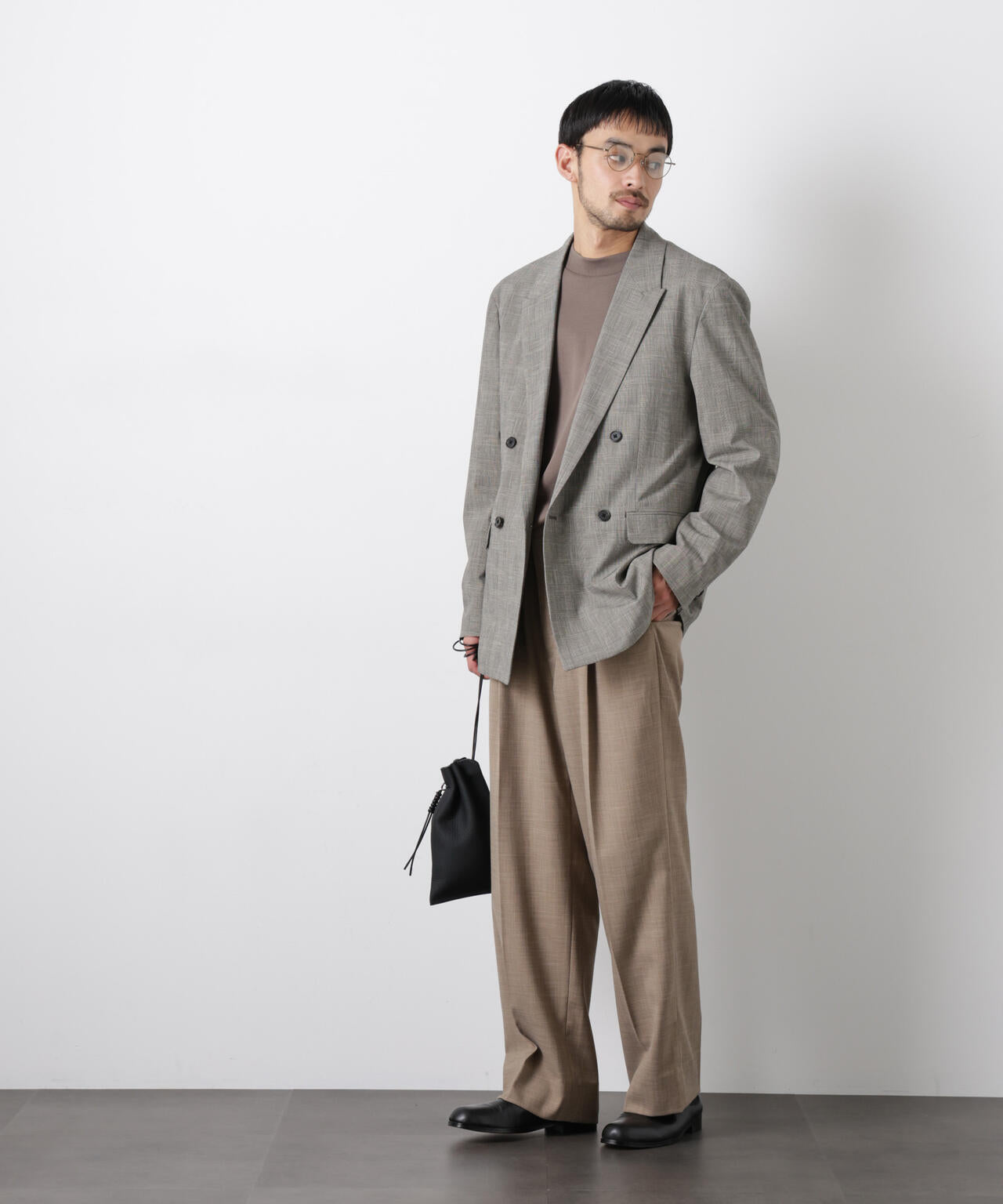 グレンチェックダブルブレストジャケット(セットアップ可) 6686116202