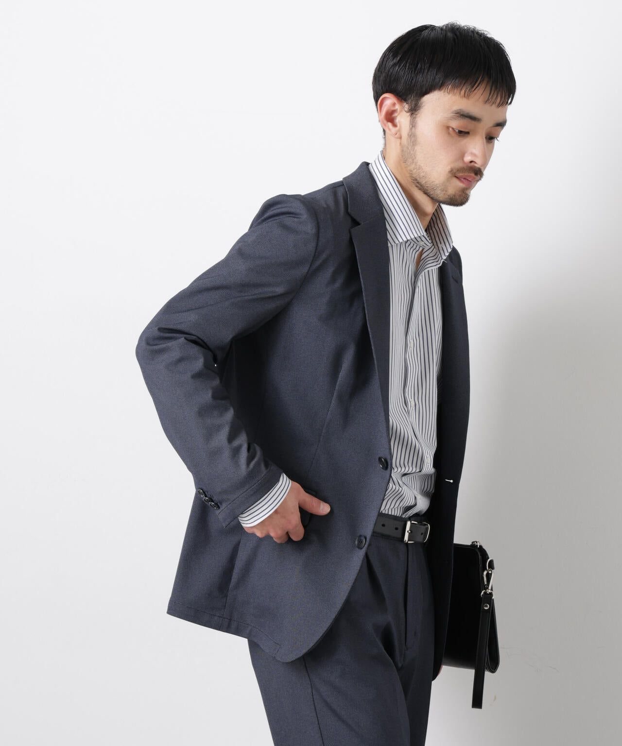 【大人気セットアップ】「Damerino」 軽量ジャージーデニムライクストレッチセットアップ 6686118202