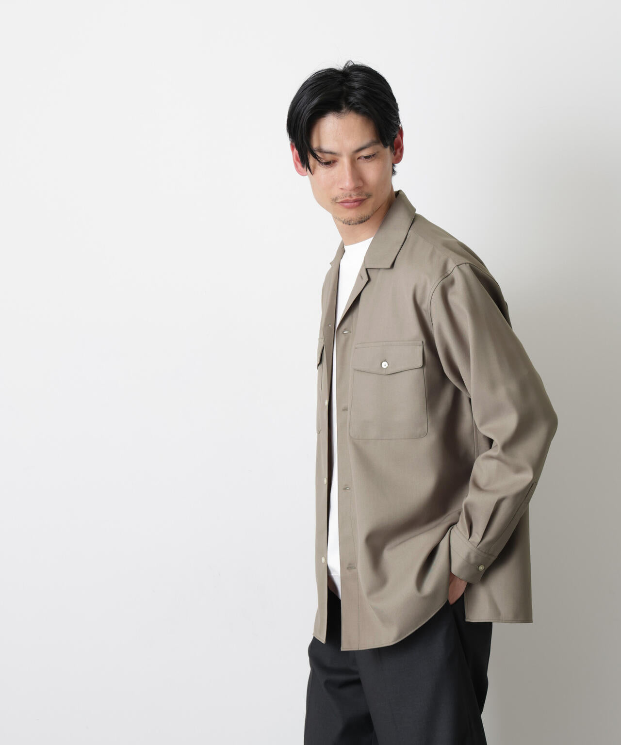 「Gavante」 ドライギャバオープンカラーシャツ 6686120203