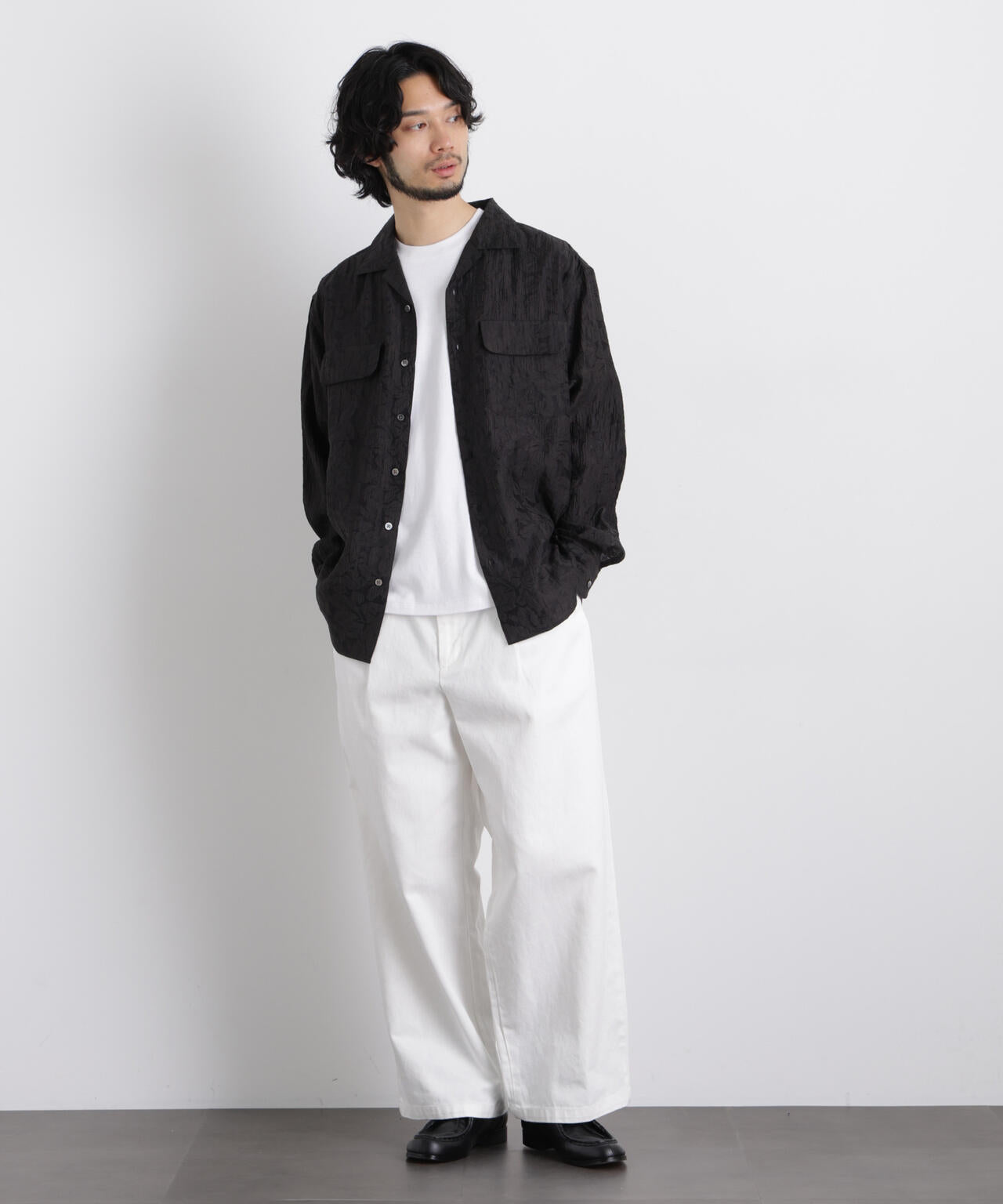 サイレントフラワージャガード オーバーシャツ 6686120205