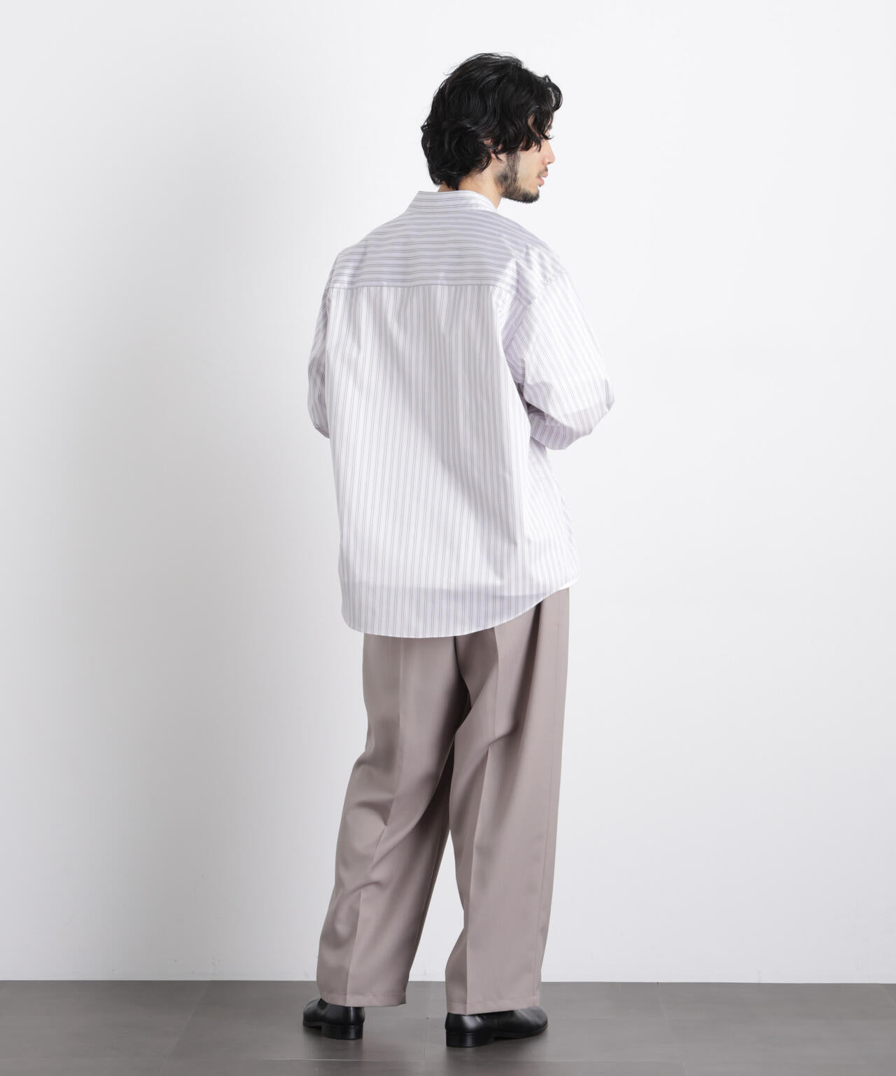 「OtoNANO」大人のワイドシャツレギュラーカラーストライプ長袖 6686120209