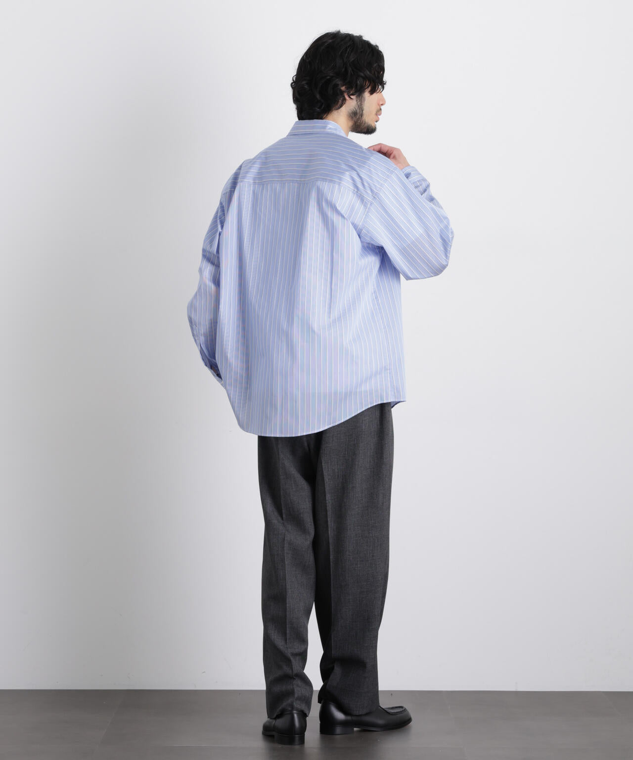 「OtoNANO」大人のワイドシャツレギュラーカラーストライプ長袖 6686120209