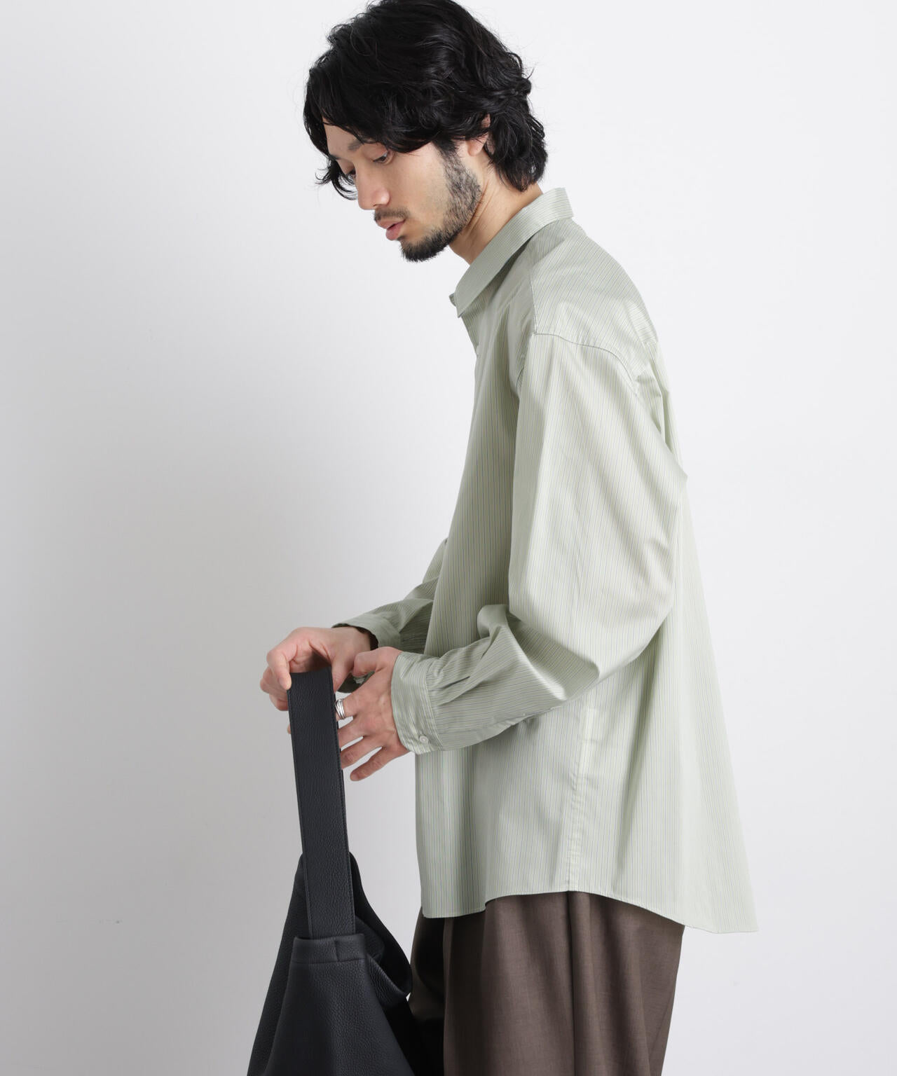 「OtoNANO」大人のワイドシャツレギュラーカラーストライプ長袖 6686120209