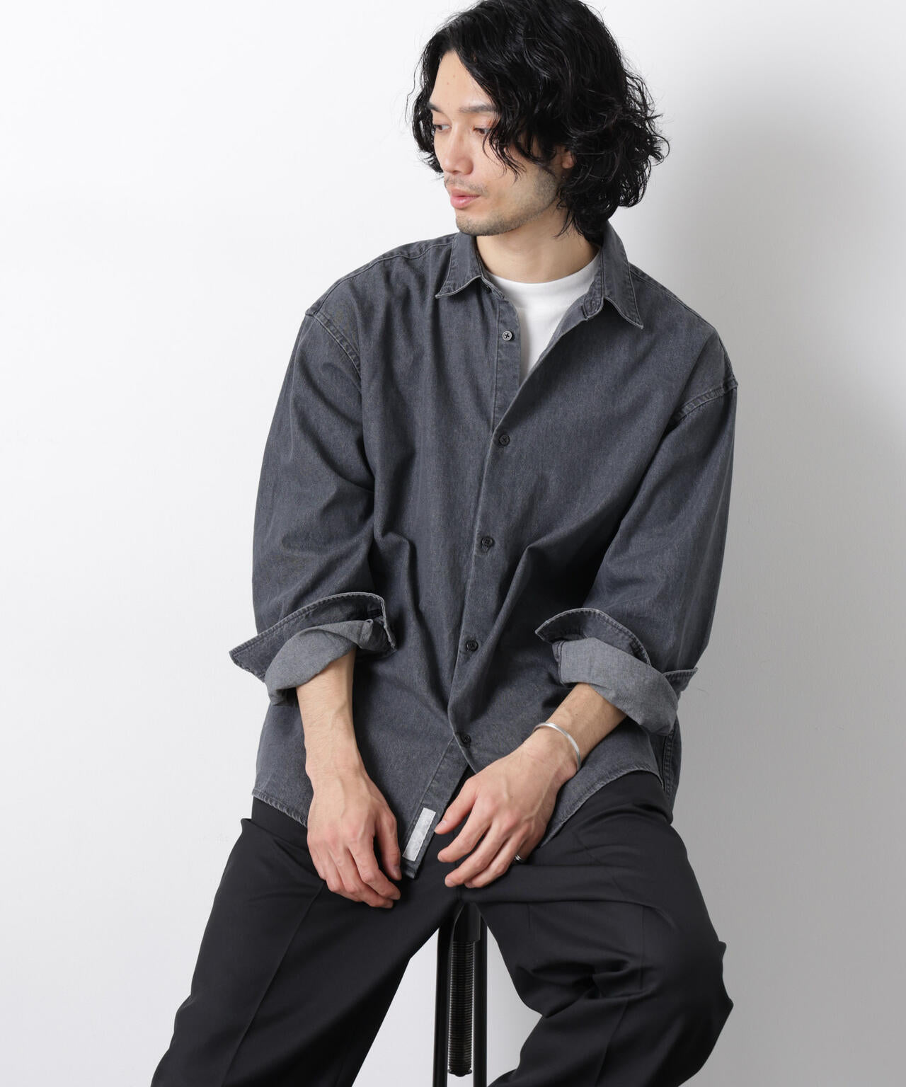 「OtoNANO」大人のワイドシャツ デニムシャツ 長袖 6686120213