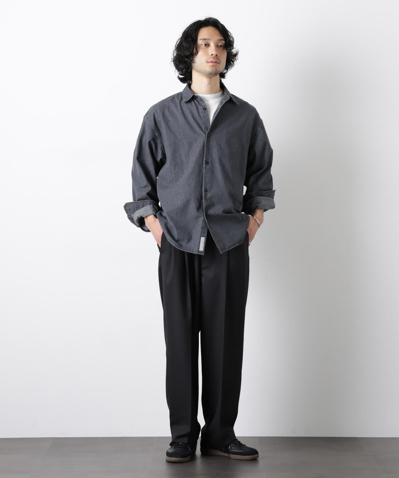 「OtoNANO」大人のワイドシャツ デニムシャツ 長袖 6686120213