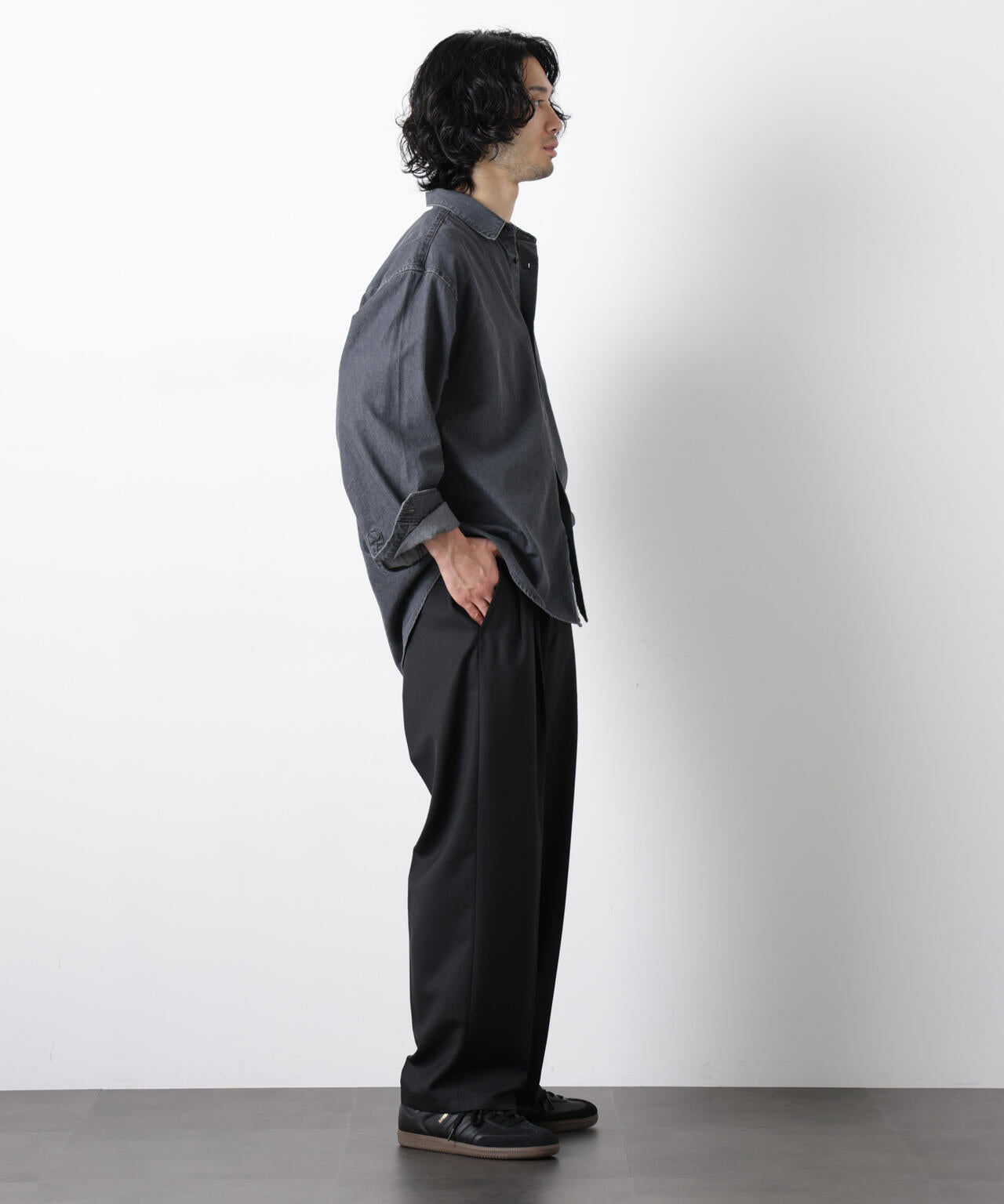 「OtoNANO」大人のワイドシャツ デニムシャツ 長袖 6686120213