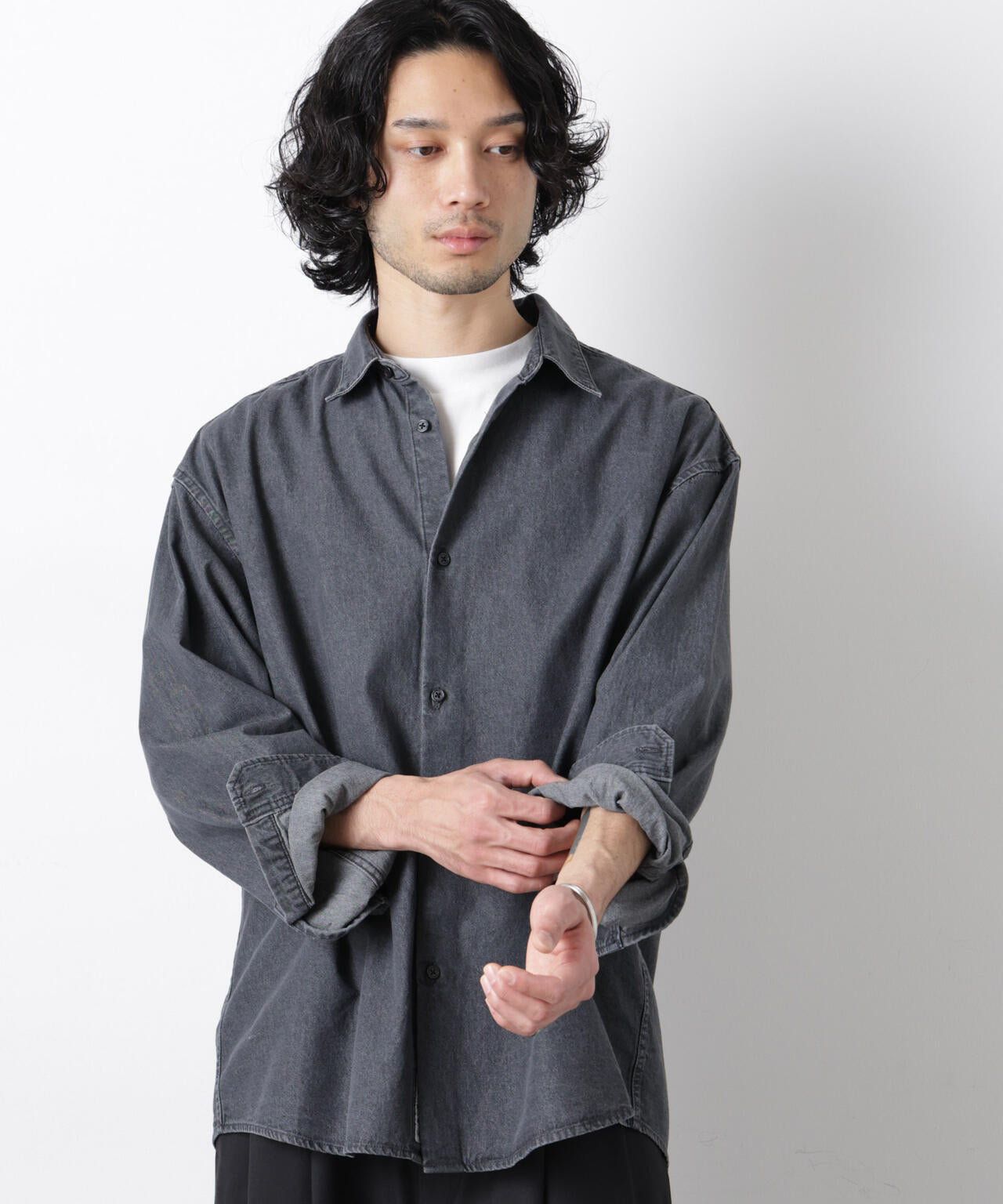「OtoNANO」大人のワイドシャツ デニムシャツ 長袖 6686120213