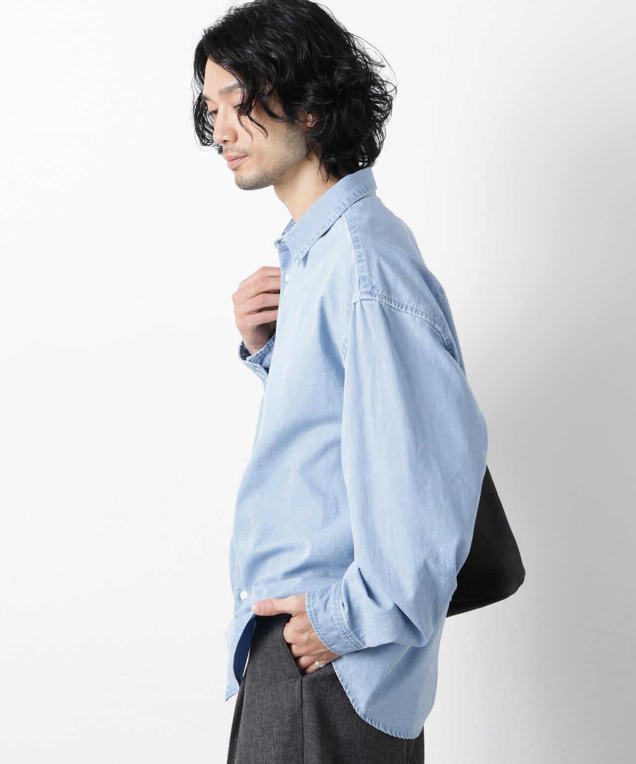 「OtoNANO」大人のワイドシャツ デニムシャツ 長袖 6686120213