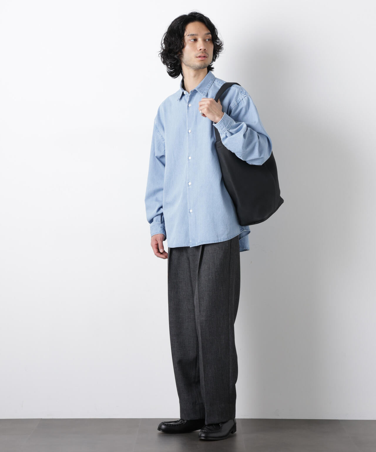 「OtoNANO」大人のワイドシャツ デニムシャツ 長袖 6686120213