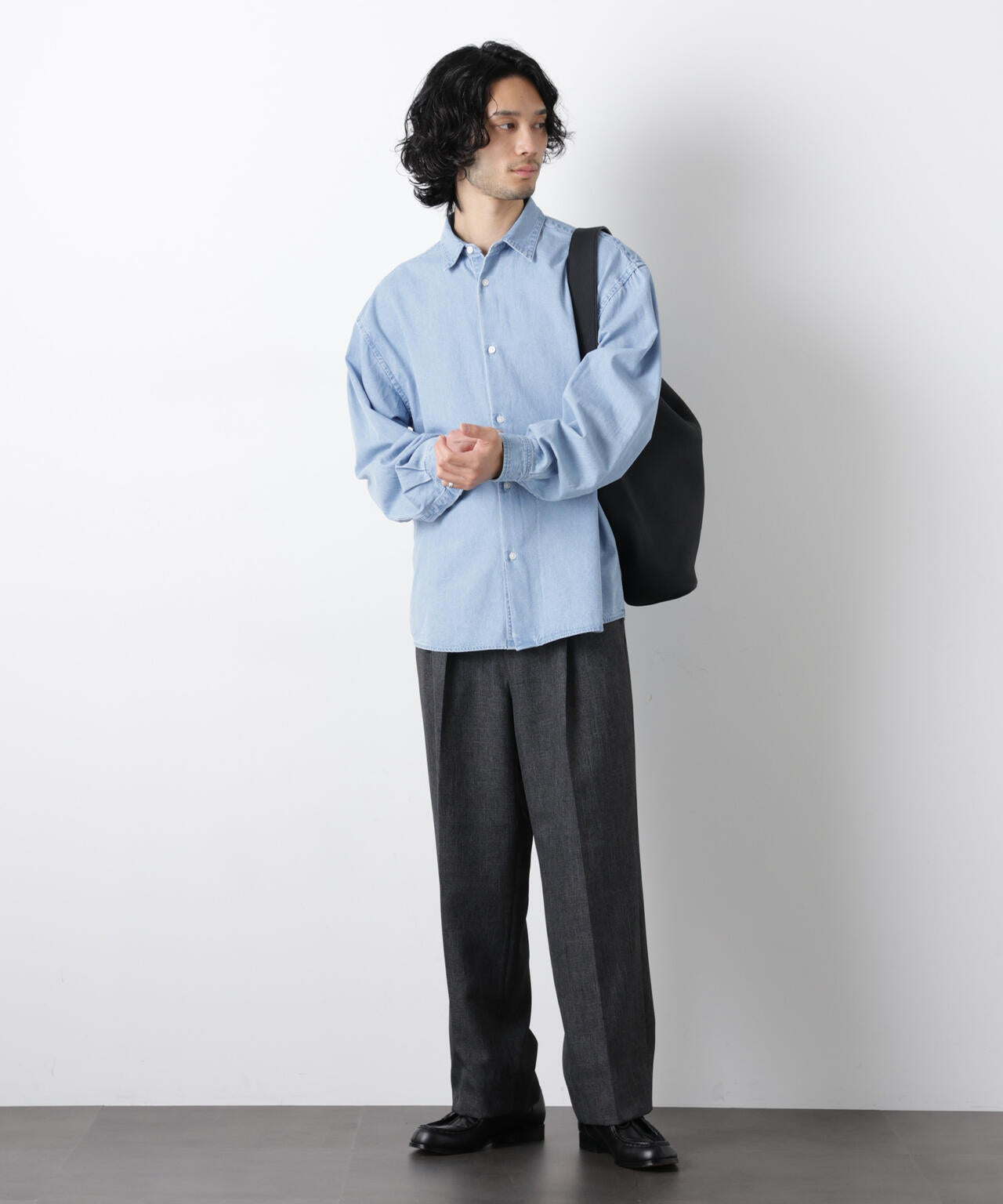 「OtoNANO」大人のワイドシャツ デニムシャツ 長袖 6686120213