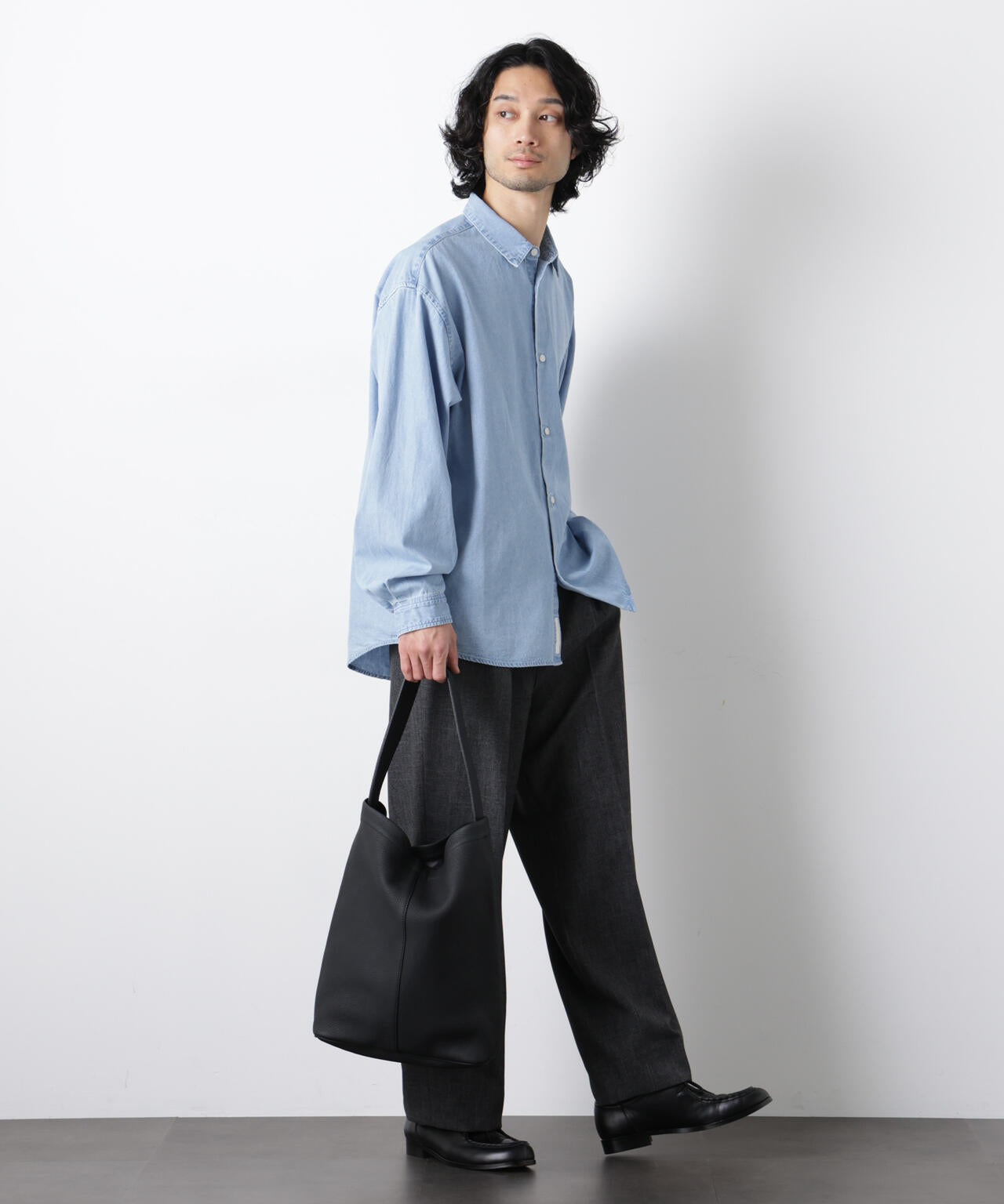 「OtoNANO」大人のワイドシャツ デニムシャツ 長袖 6686120213