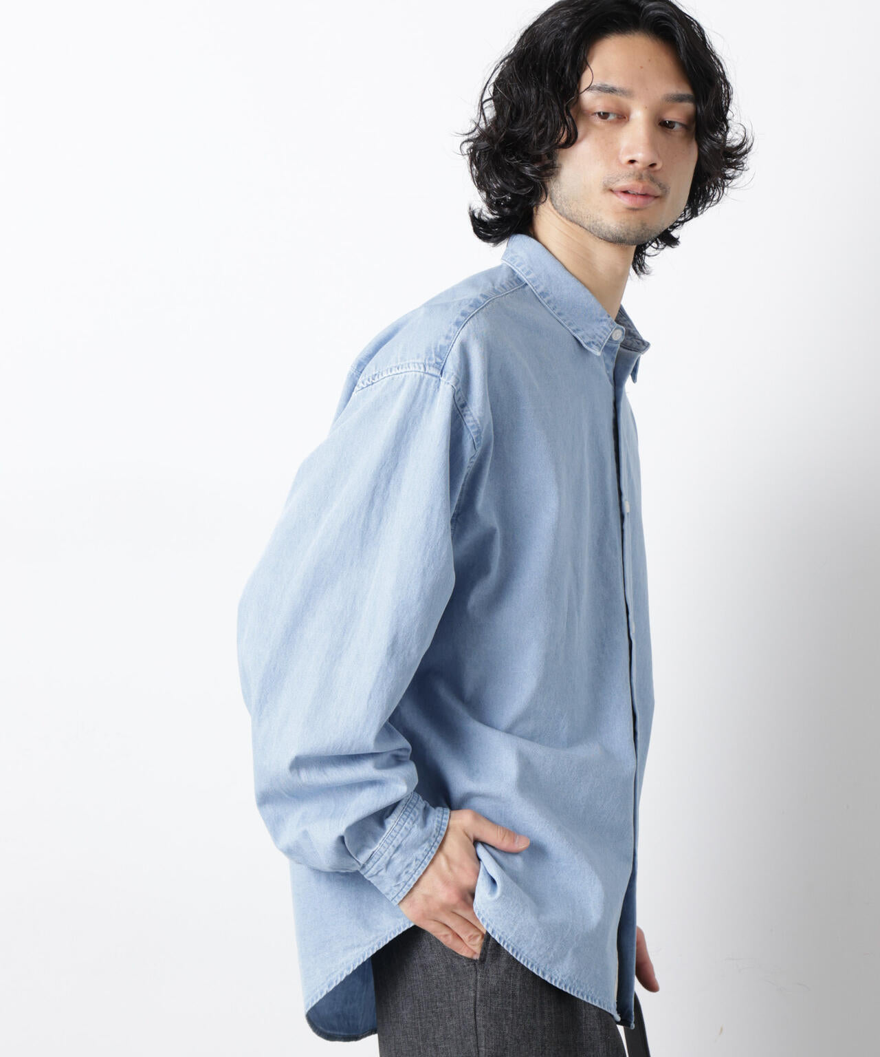 「OtoNANO」大人のワイドシャツ デニムシャツ 長袖 6686120213