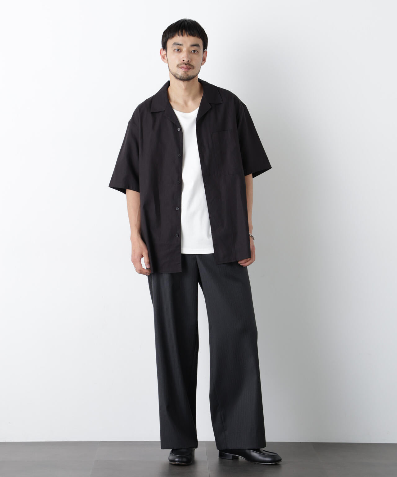 「FRENCH LINEN」 フライフロント半袖シャツ 6686121201