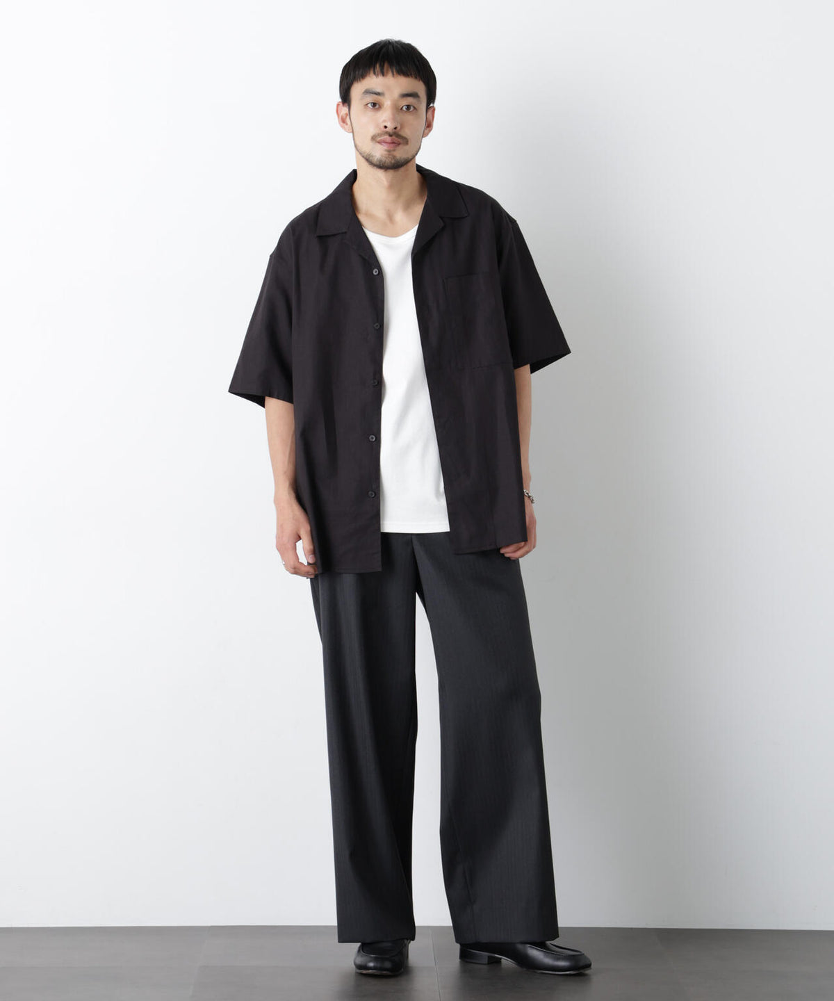 「FRENCH LINEN」 フライフロント半袖シャツ 6686121201