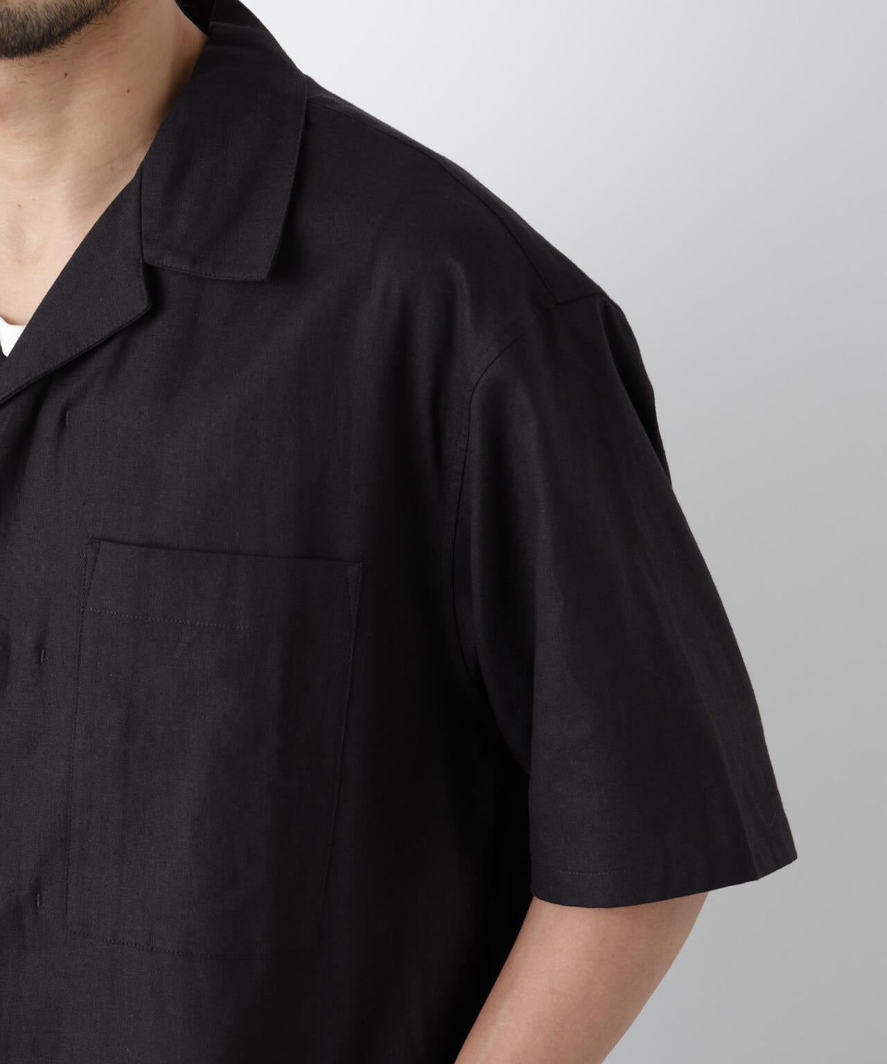 「FRENCH LINEN」 フライフロント半袖シャツ 6686121201