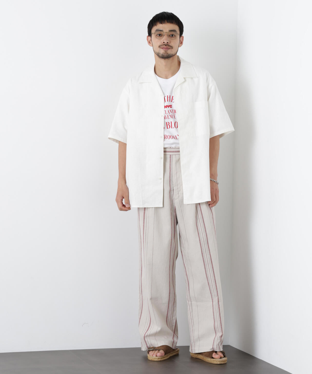 「FRENCH LINEN」 フライフロント半袖シャツ 6686121201