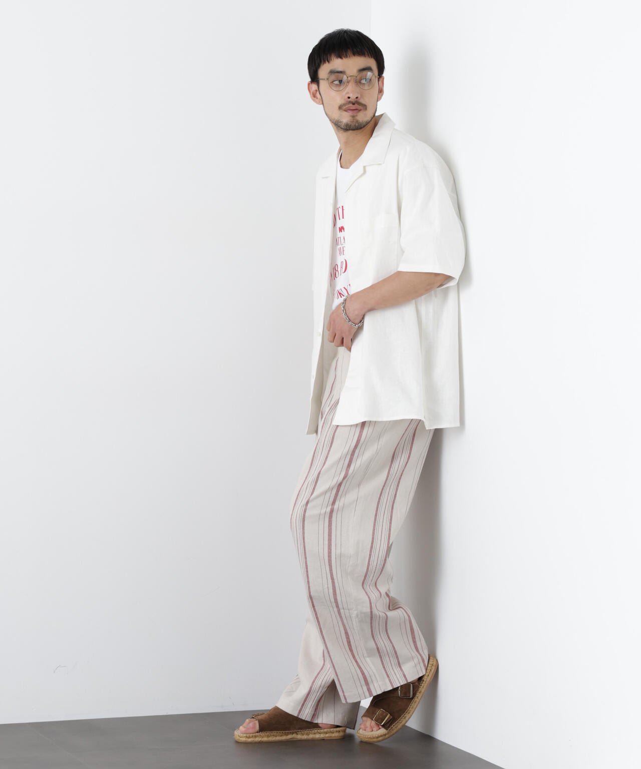 「FRENCH LINEN」 フライフロント半袖シャツ 6686121201