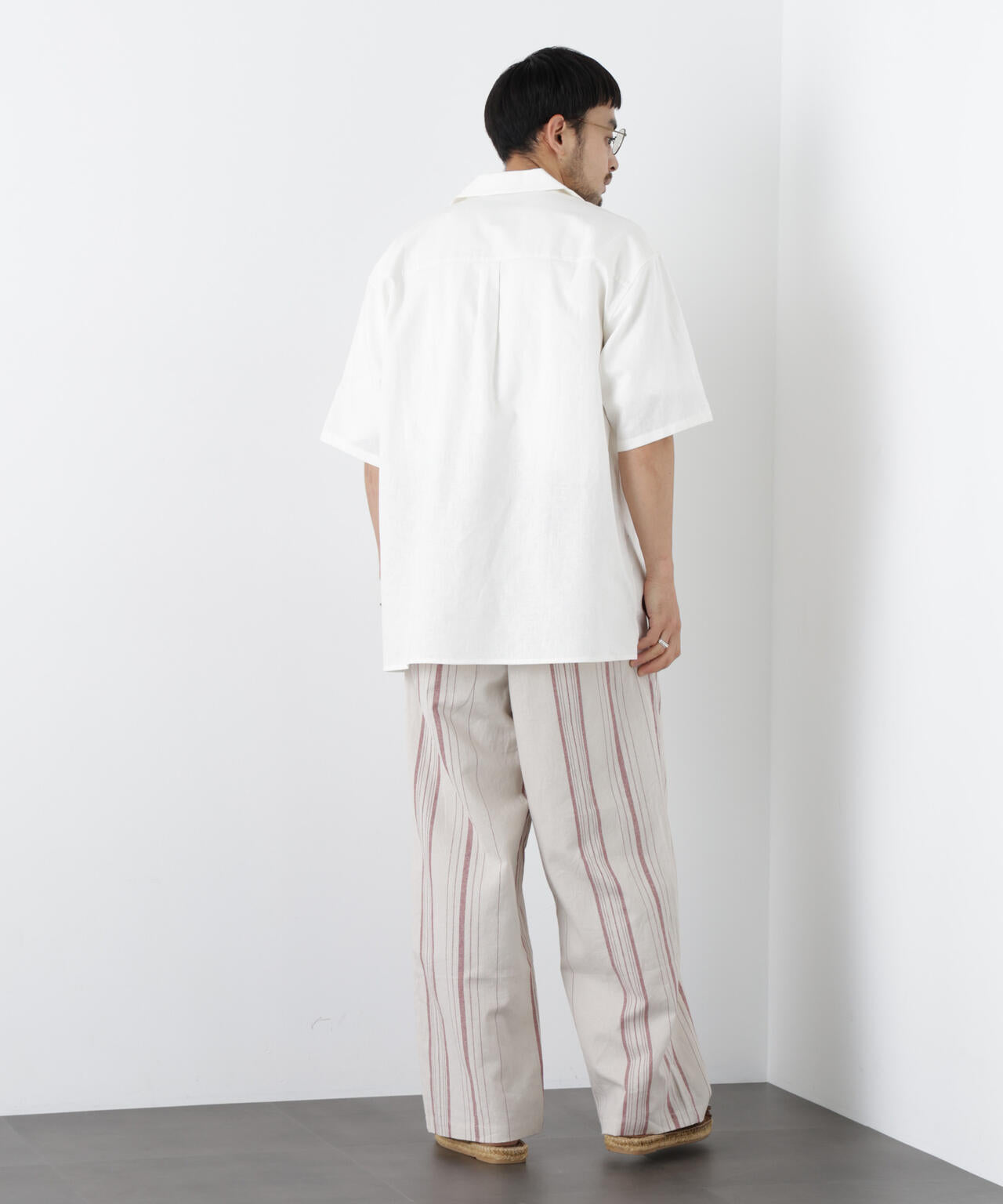 「FRENCH LINEN」 フライフロント半袖シャツ 6686121201