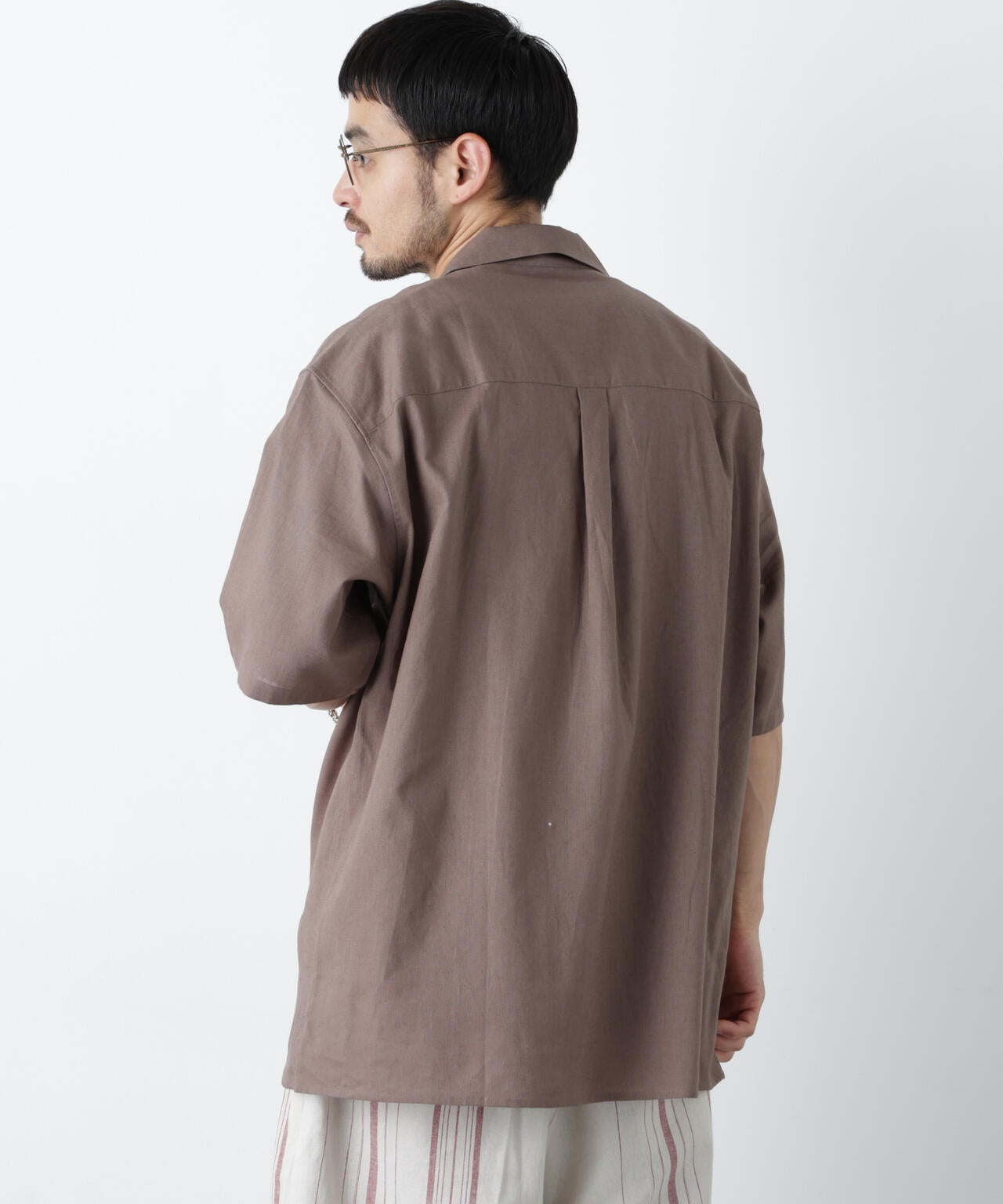「FRENCH LINEN」 フライフロント半袖シャツ 6686121201