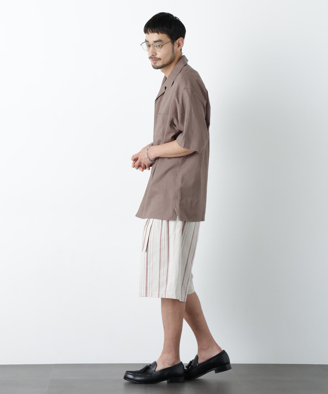 「FRENCH LINEN」 フライフロント半袖シャツ 6686121201