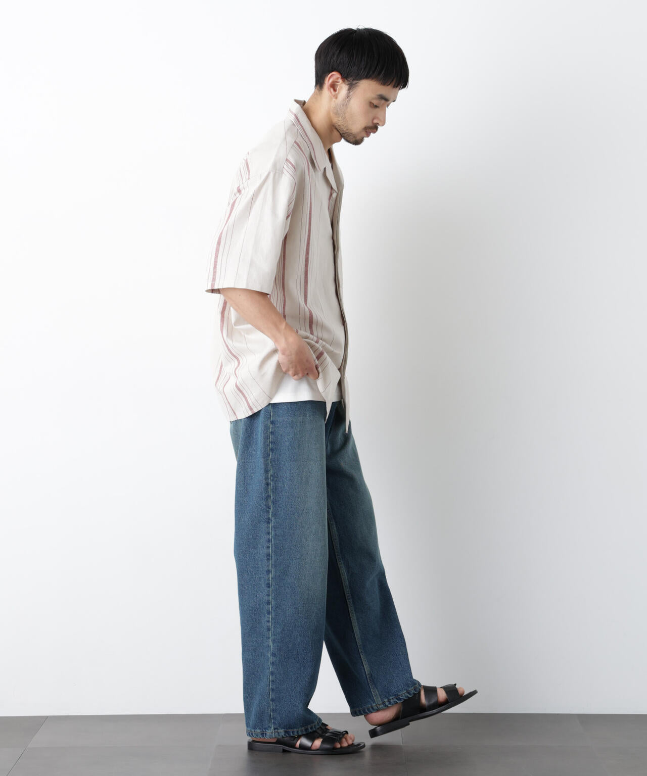 「FRENCH LINEN」 フライフロント半袖シャツ 6686121201