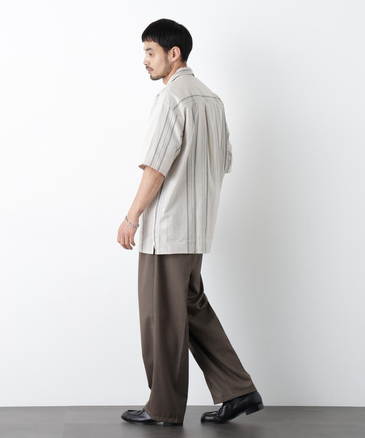 「FRENCH LINEN」 フライフロント半袖シャツ 6686121201