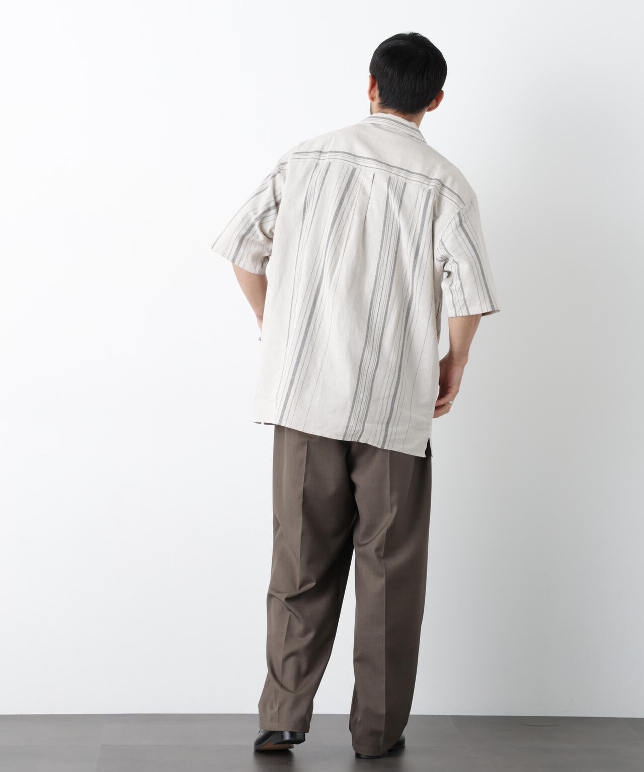 「FRENCH LINEN」 フライフロント半袖シャツ 6686121201