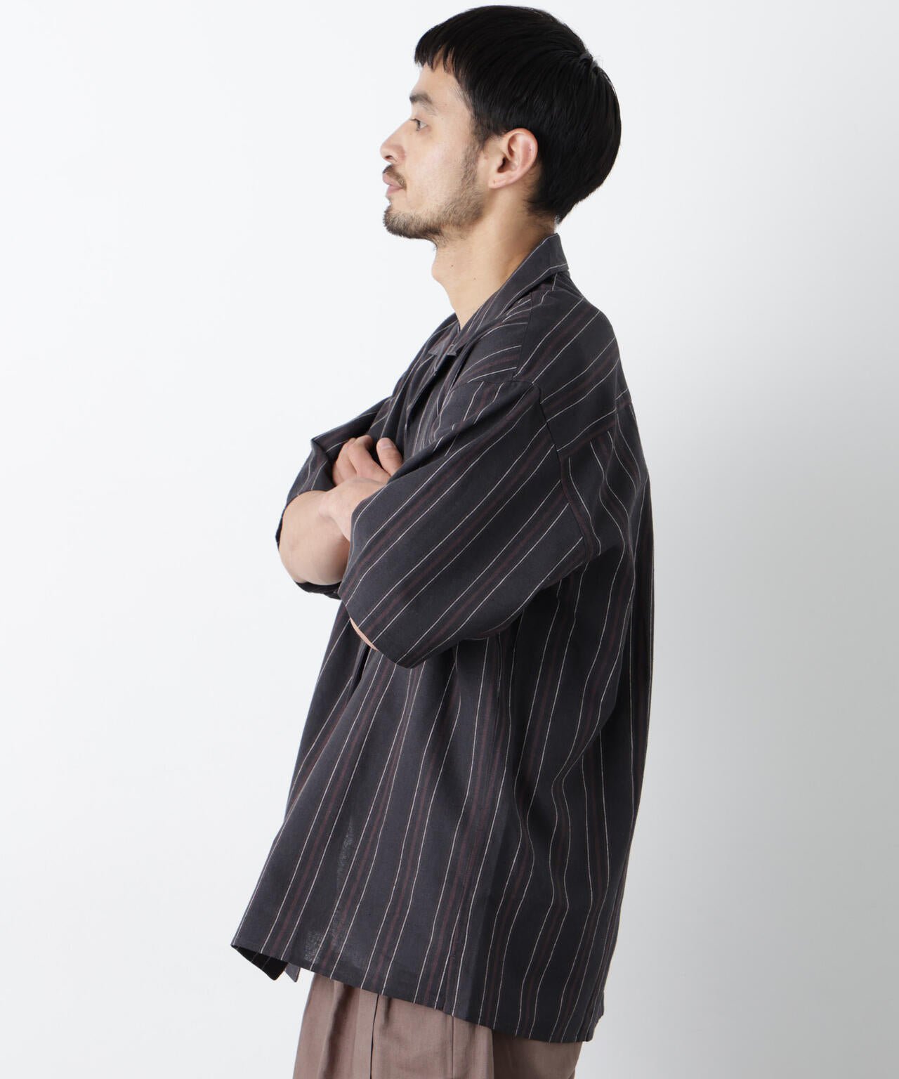 「FRENCH LINEN」 フライフロント半袖シャツ 6686121201