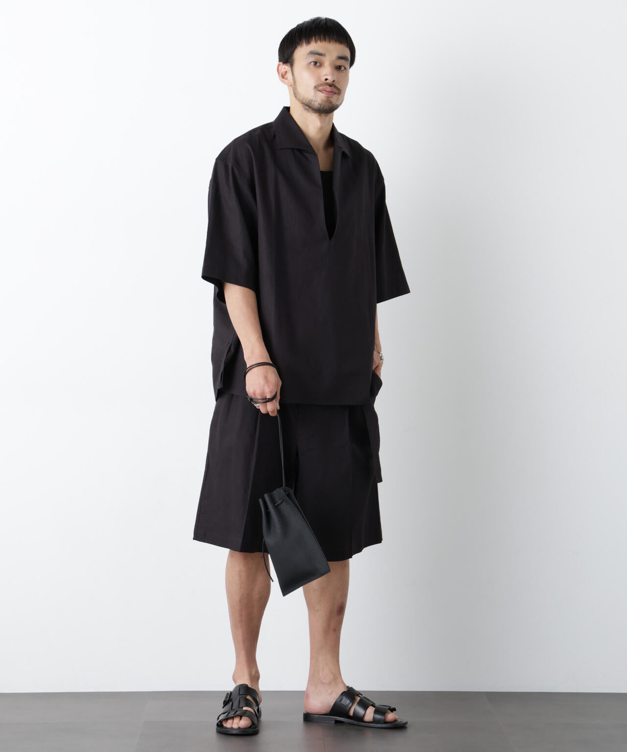 「FRENCH LINEN」イタリアンスキッパー半袖シャツ 6686121202