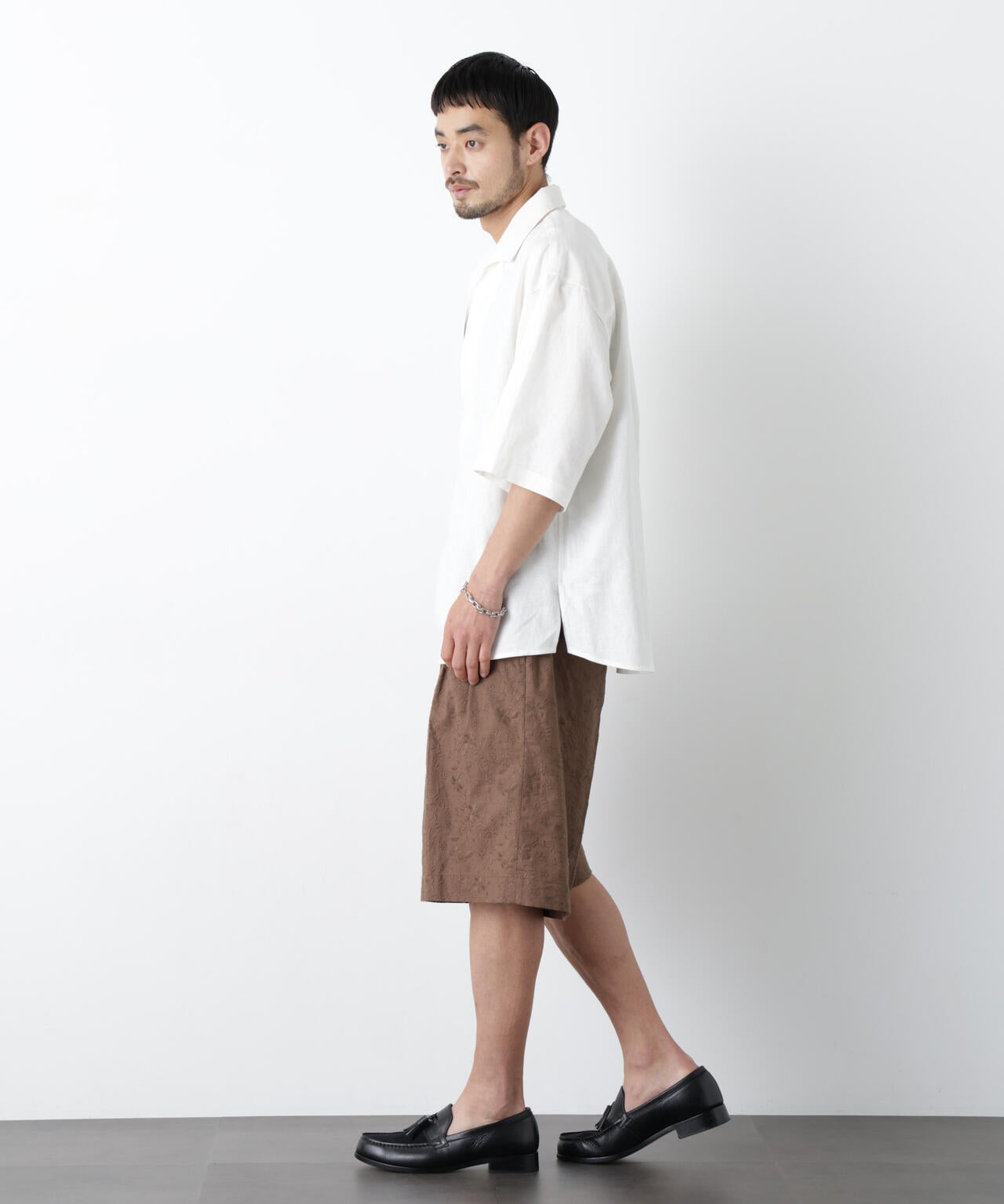 「FRENCH LINEN」イタリアンスキッパー半袖シャツ 6686121202