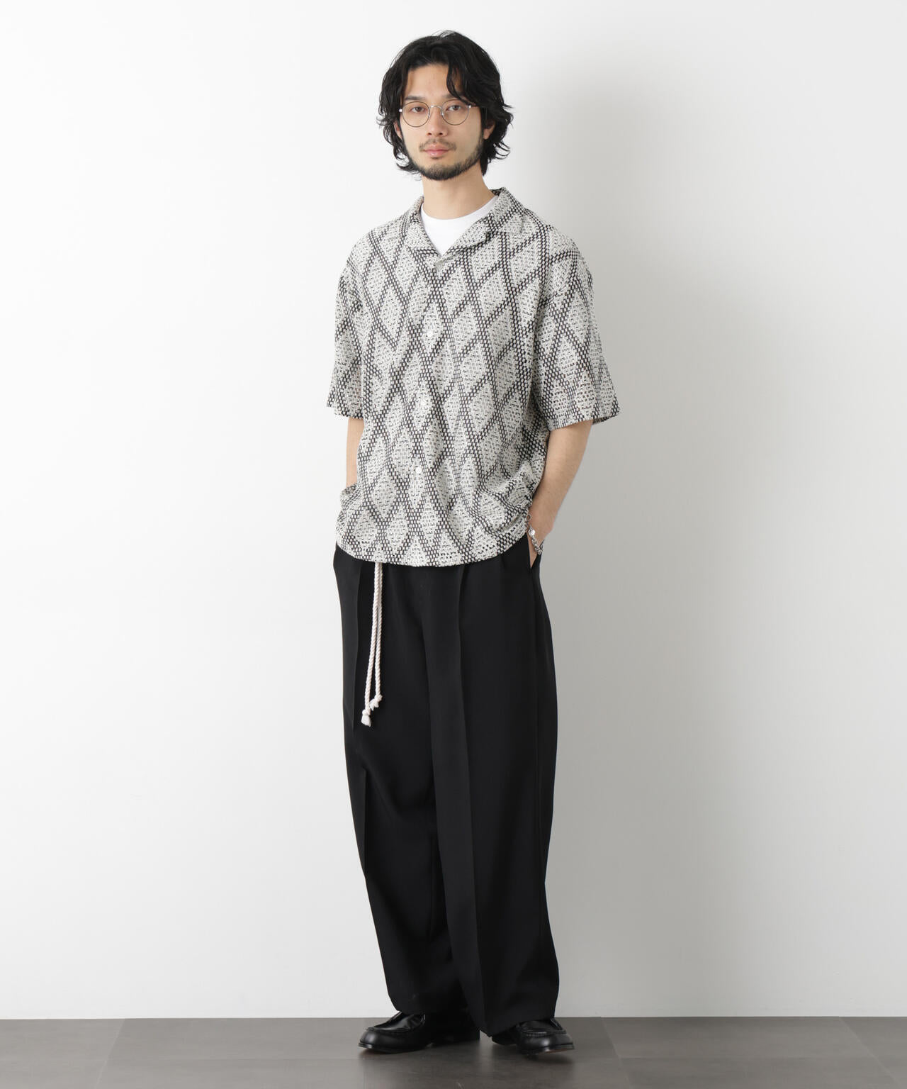 ダイヤレース オープンカラーシャツ 6686121209