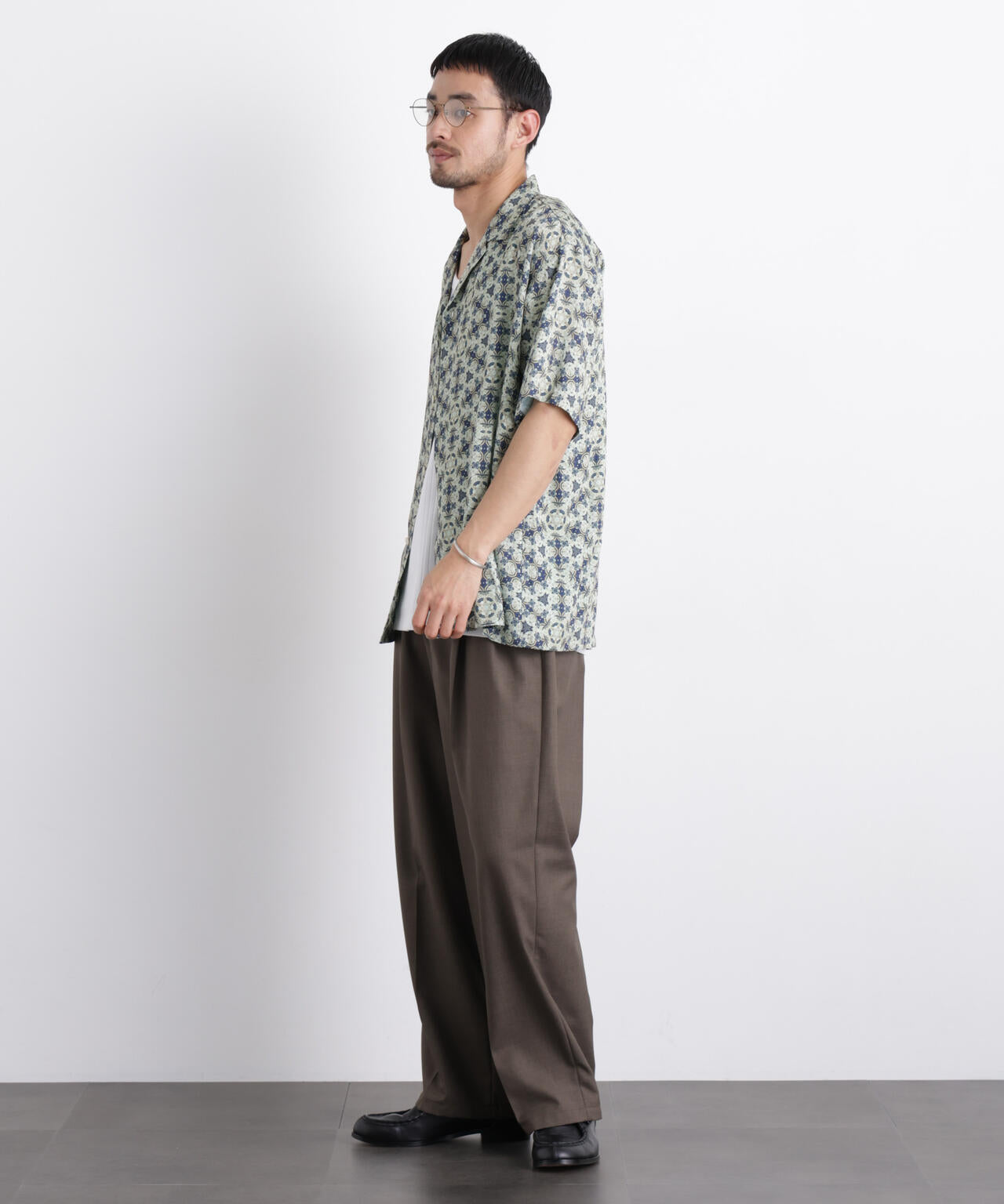 エスニックプリント オープンカラーシャツ 6686121215