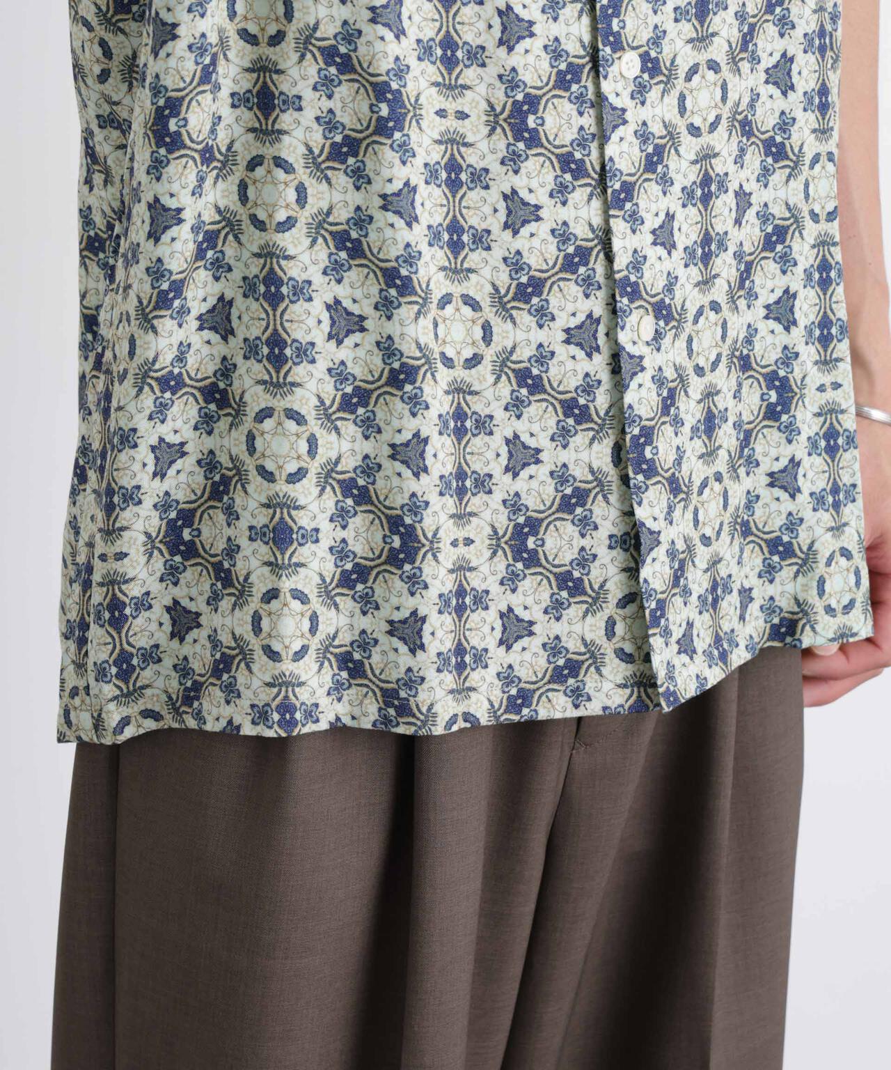 エスニックプリント オープンカラーシャツ 6686121215