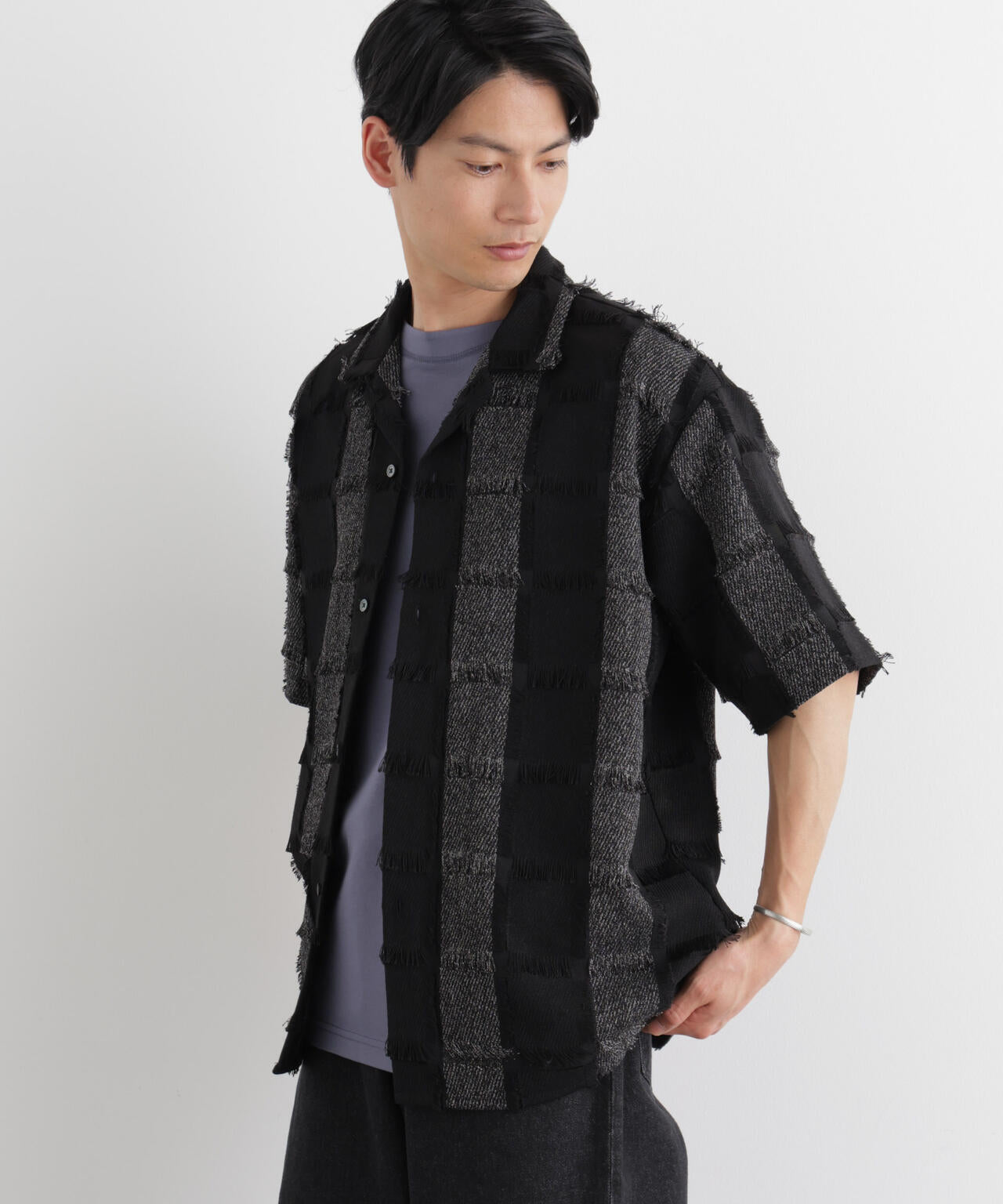 カットジャガードフリンジシャツ 6686121216