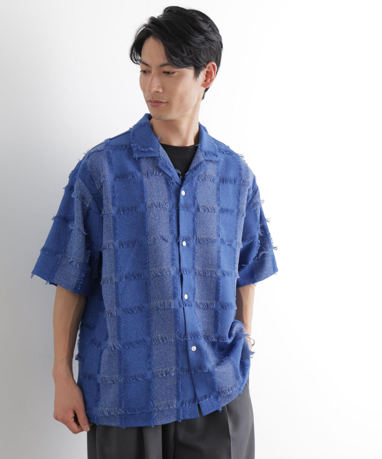 カットジャガードフリンジシャツ 6686121216