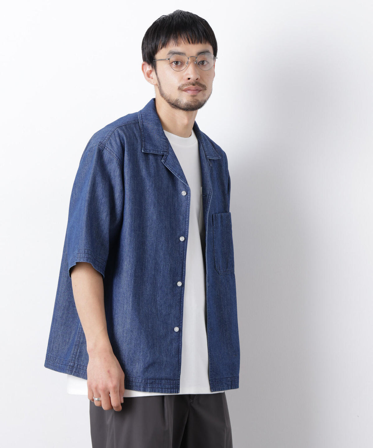 「OtoNANO」 デニムシャツ 半袖 6686121219