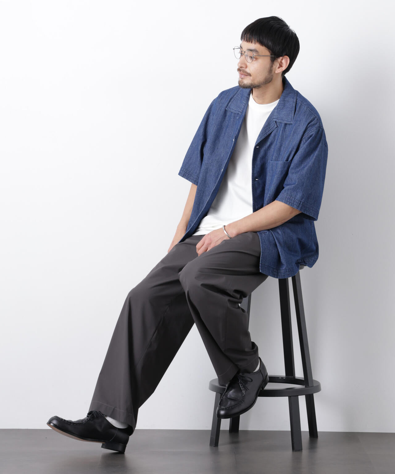 「OtoNANO」 デニムシャツ 半袖 6686121219