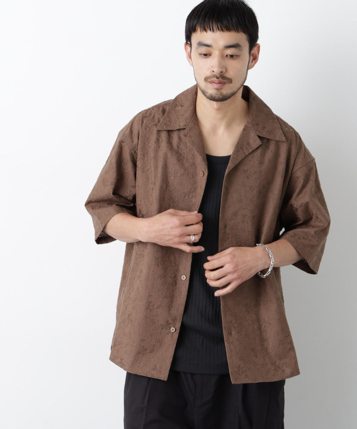 「OtoNANO」×masoret総柄刺繍シャツ(セットアップ可) 6686121222