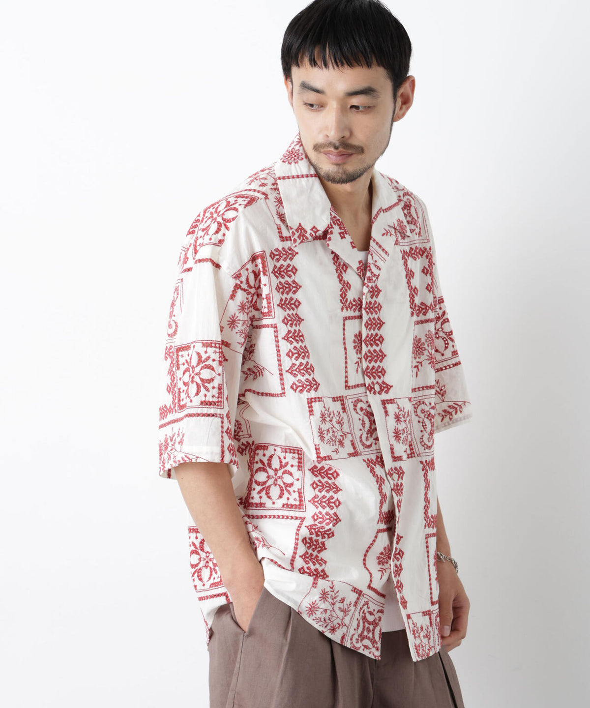 「OtoNANO」×masoret アイレット刺繍シャツ 6686121224