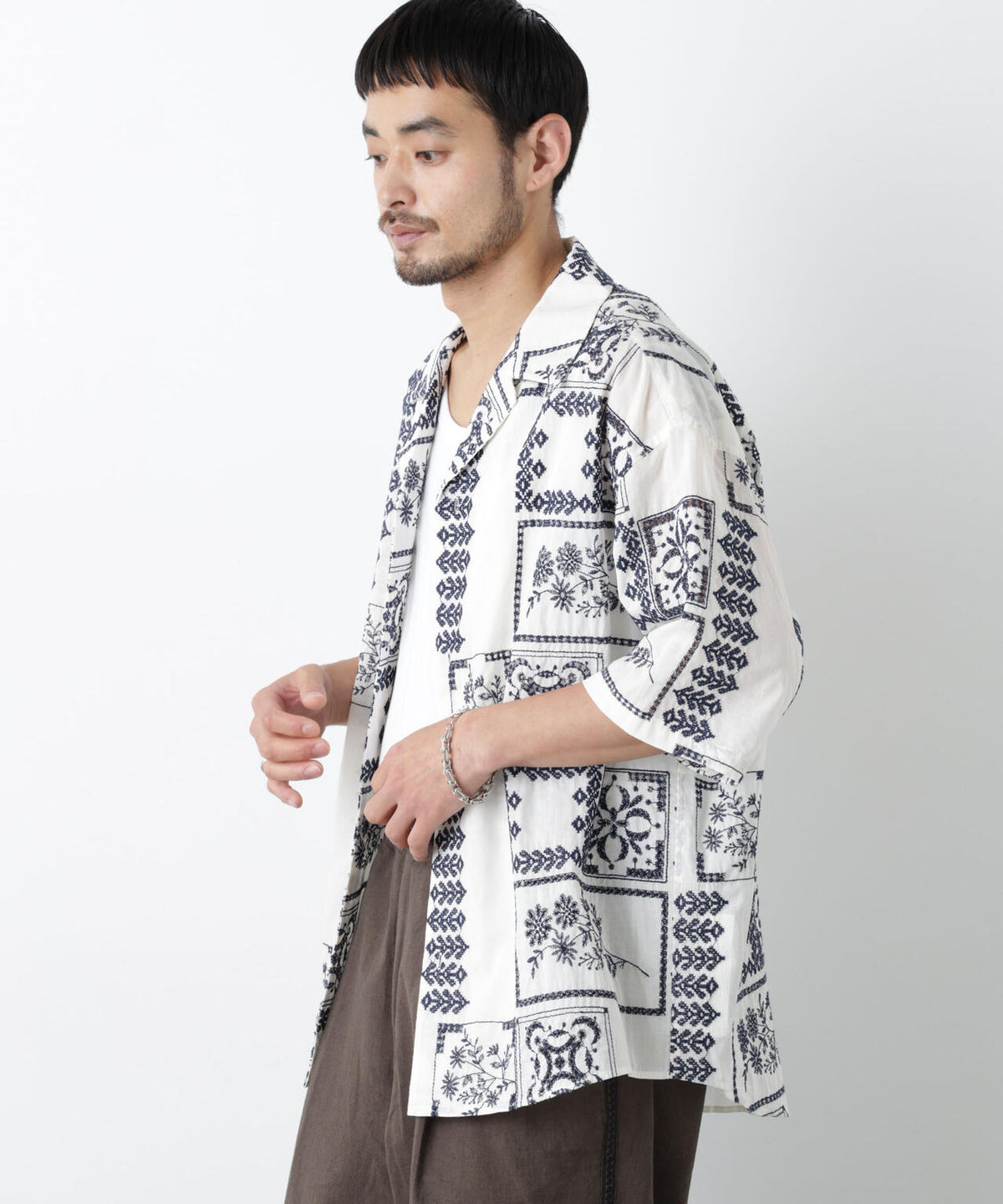 「OtoNANO」×masoret アイレット刺繍シャツ 6686121224
