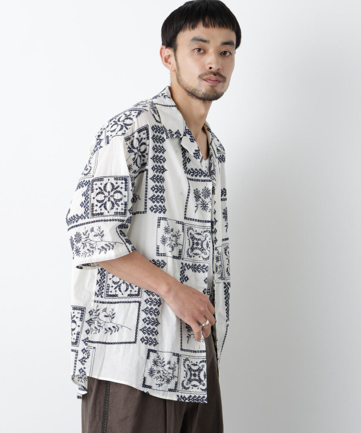 「OtoNANO」×masoret アイレット刺繍シャツ 6686121224