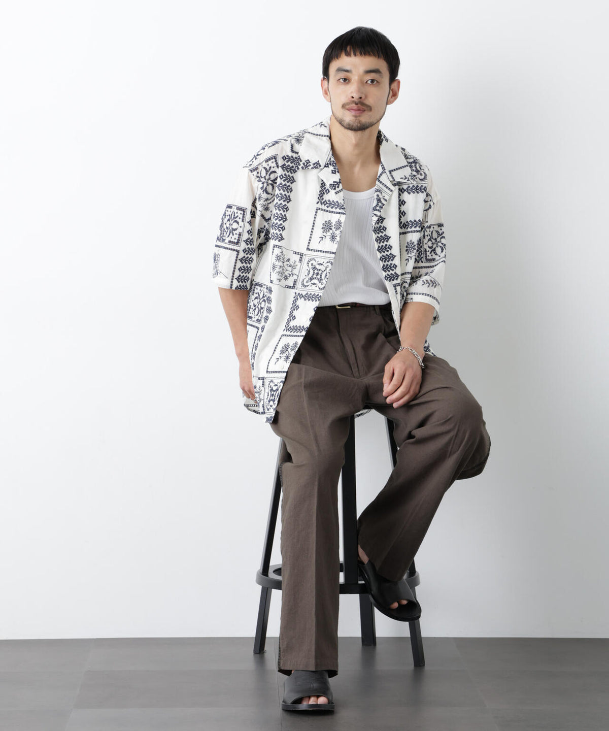 「OtoNANO」×masoret アイレット刺繍シャツ 6686121224