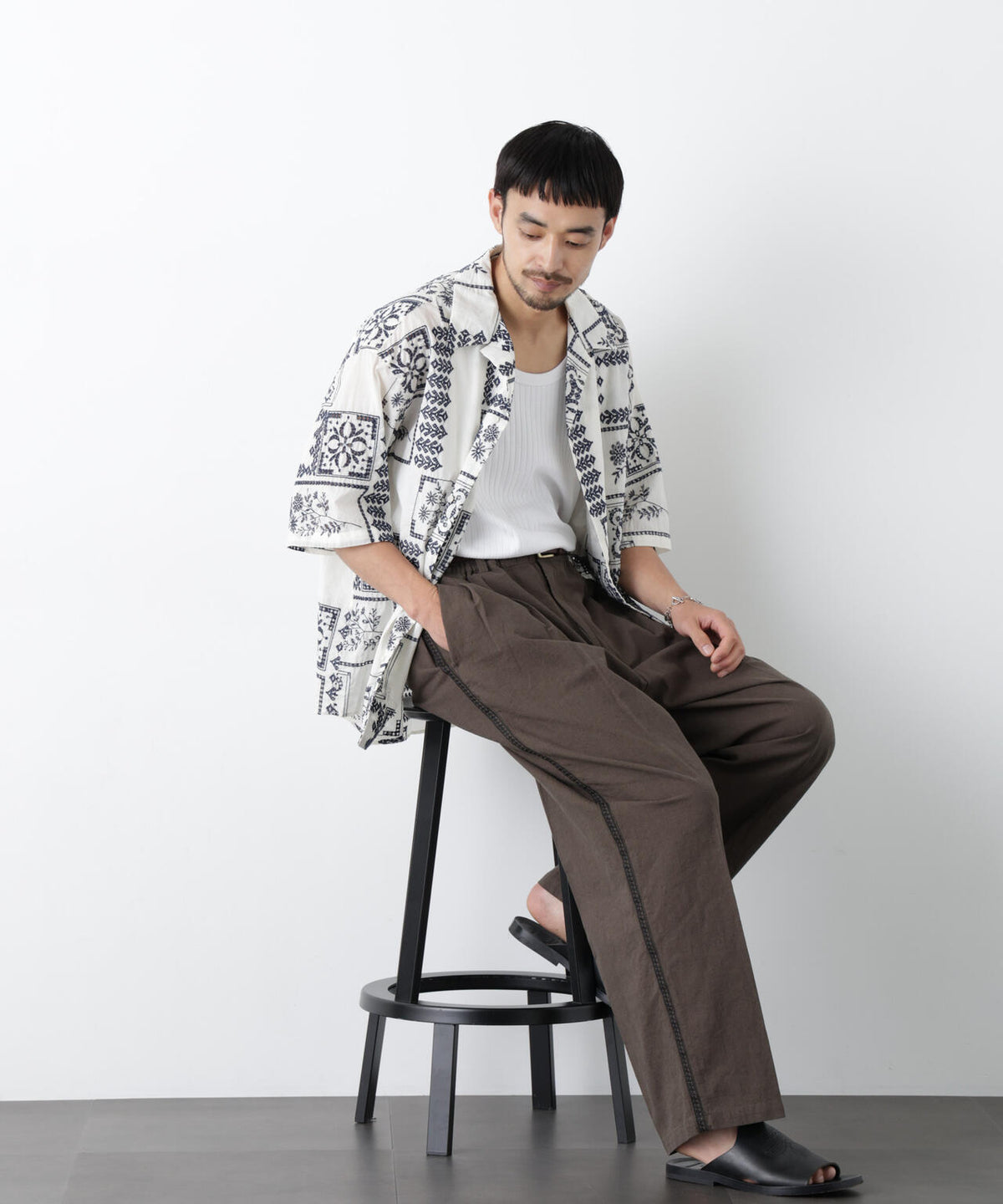 「OtoNANO」×masoret アイレット刺繍シャツ 6686121224