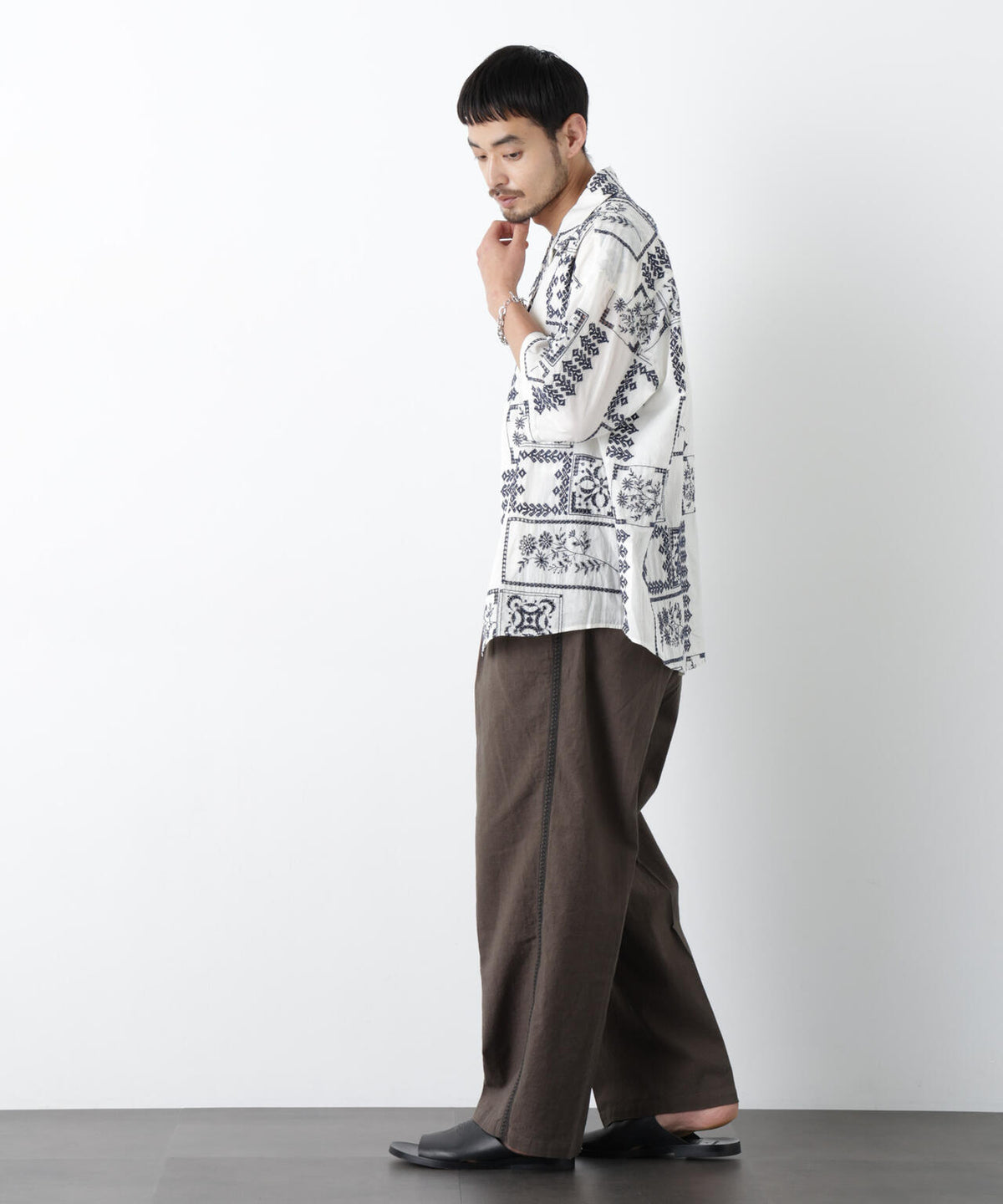 「OtoNANO」×masoret アイレット刺繍シャツ 6686121224