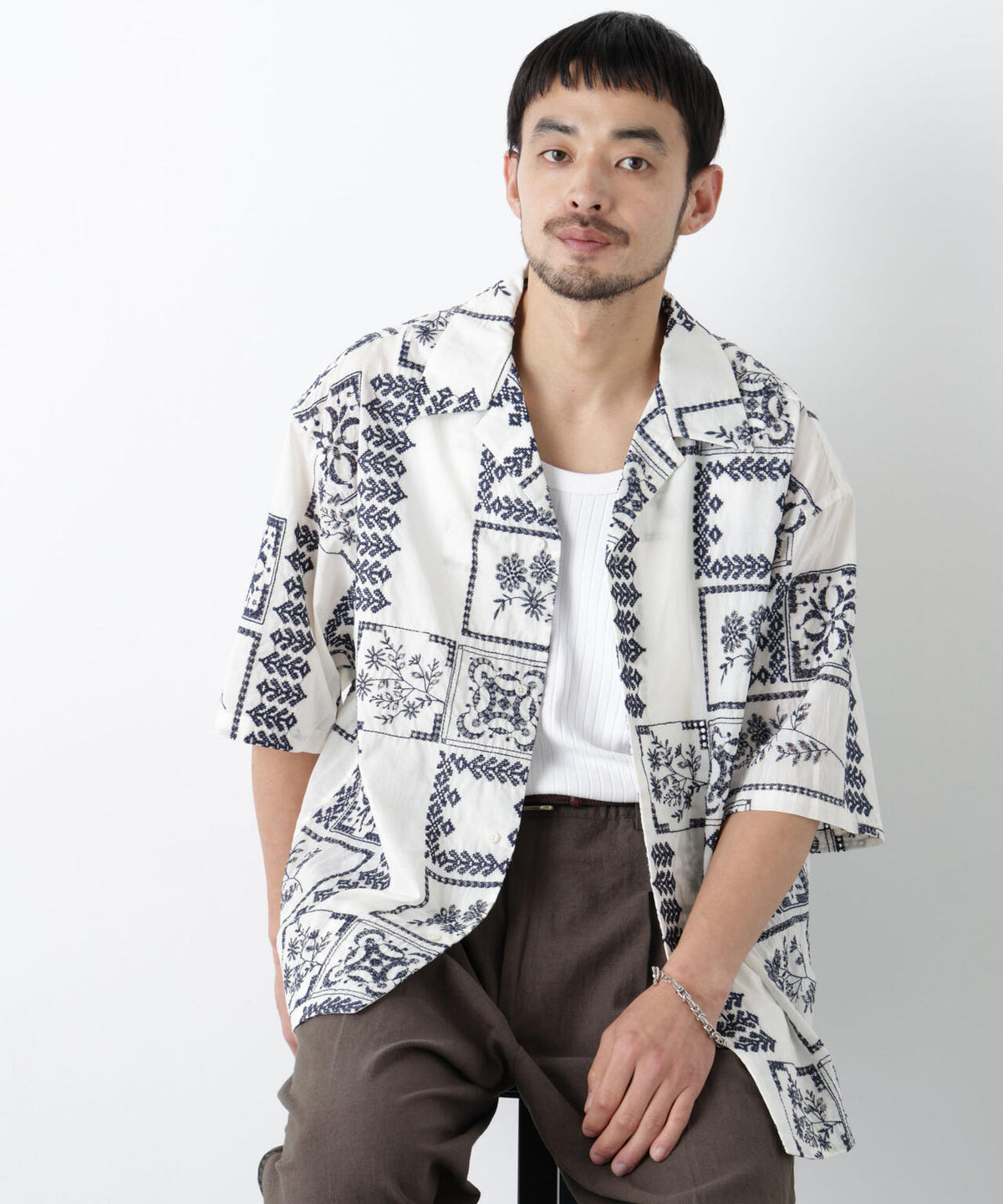 「OtoNANO」×masoret アイレット刺繍シャツ 6686121224