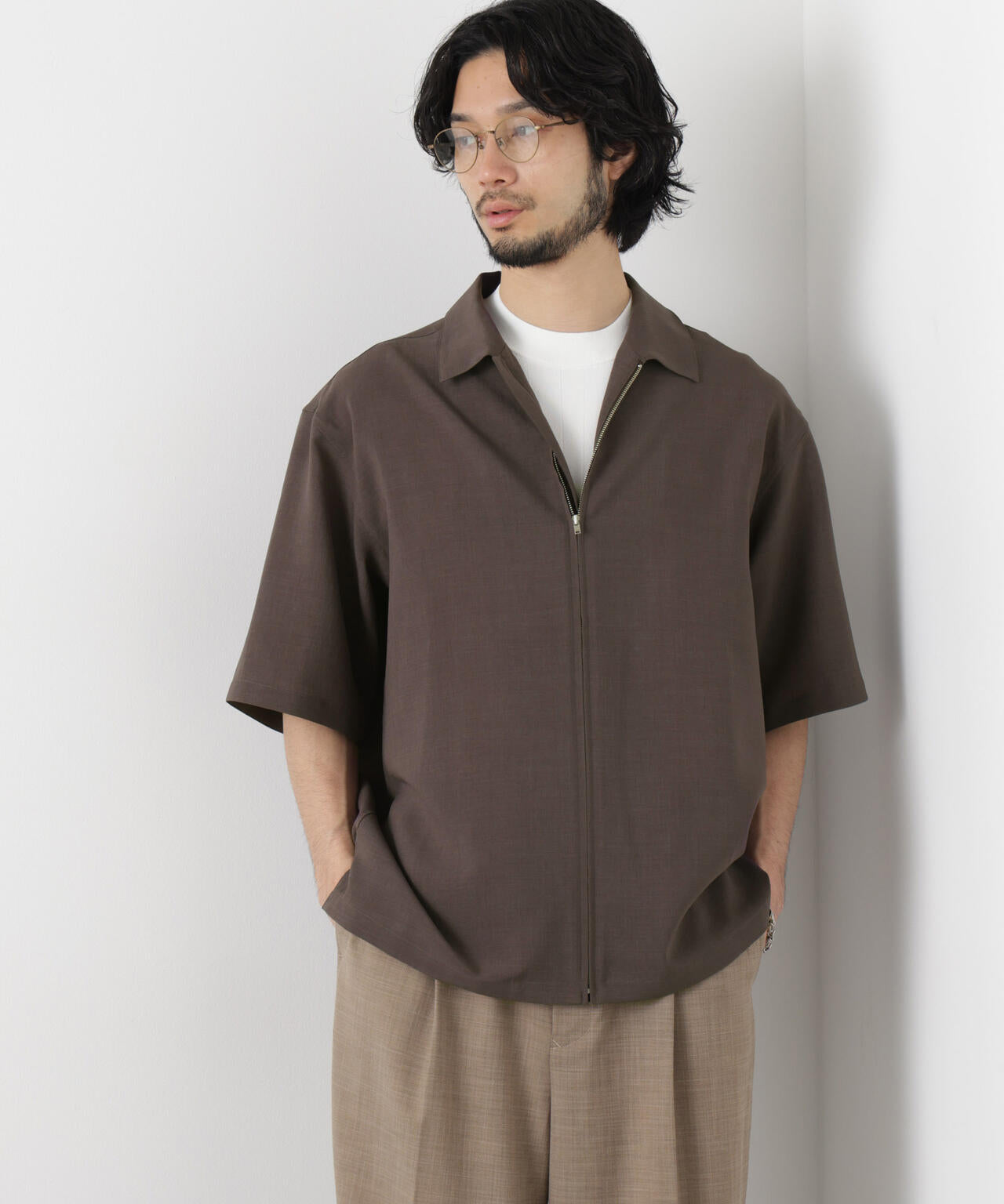 「メランジドライ」ZIPシャツブルゾン(セットアップ可) 6686121225