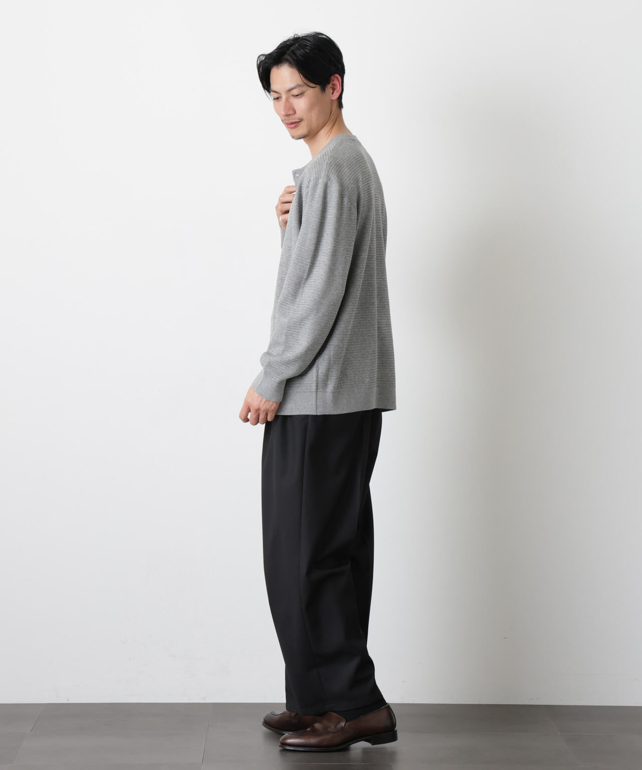 テクスチャーヘンリーネックニット 6686122205