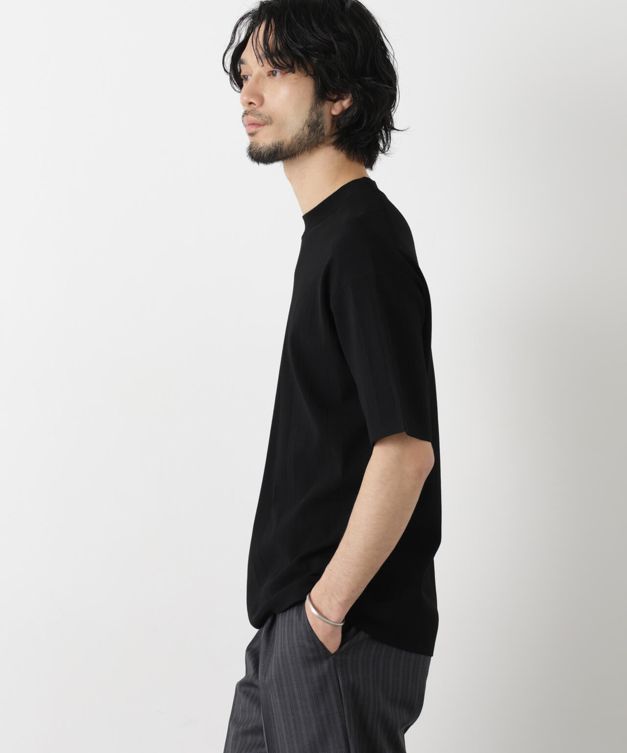 「ASSEMBLANC」 針抜きクルーネックニット 6686122208