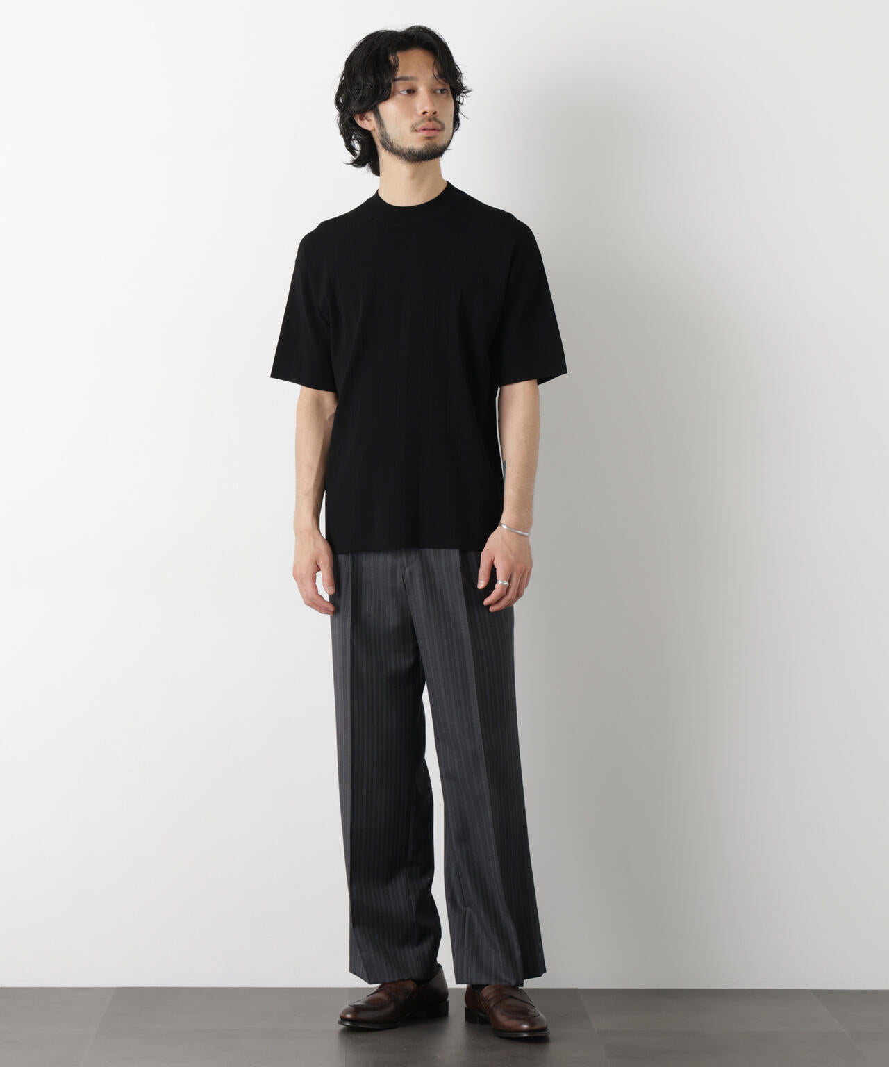 「ASSEMBLANC」 針抜きクルーネックニット 6686122208