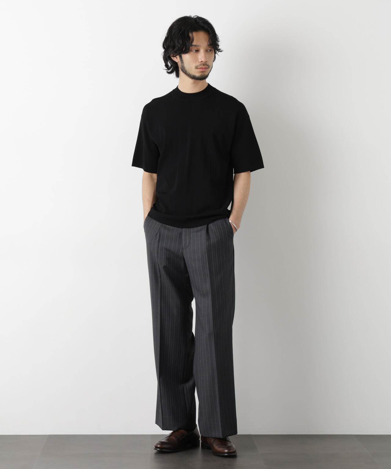 「ASSEMBLANC」 針抜きクルーネックニット 6686122208